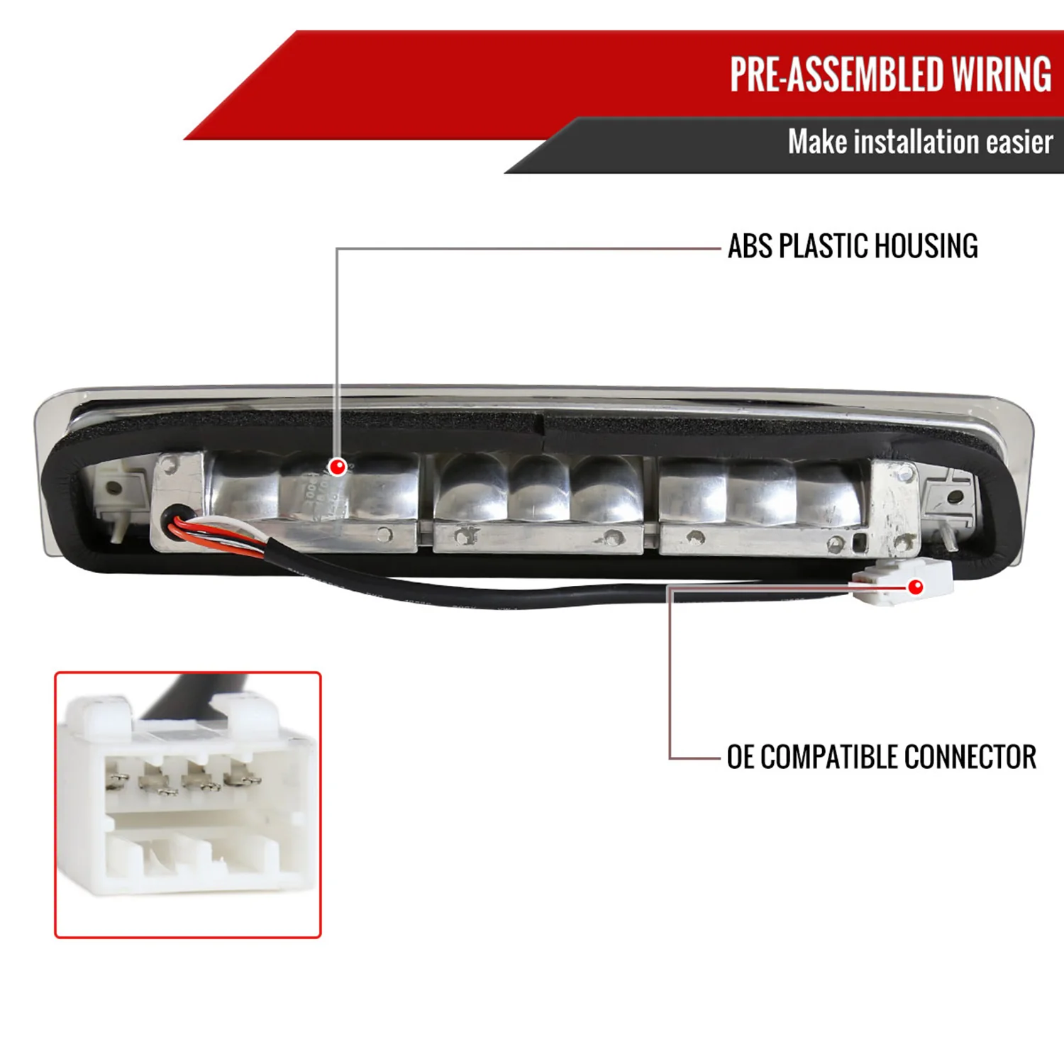 2009-2013 Dodge RAM SMD LED 3rd Brake Light Chrome Housing/Clear Lens - Image 7