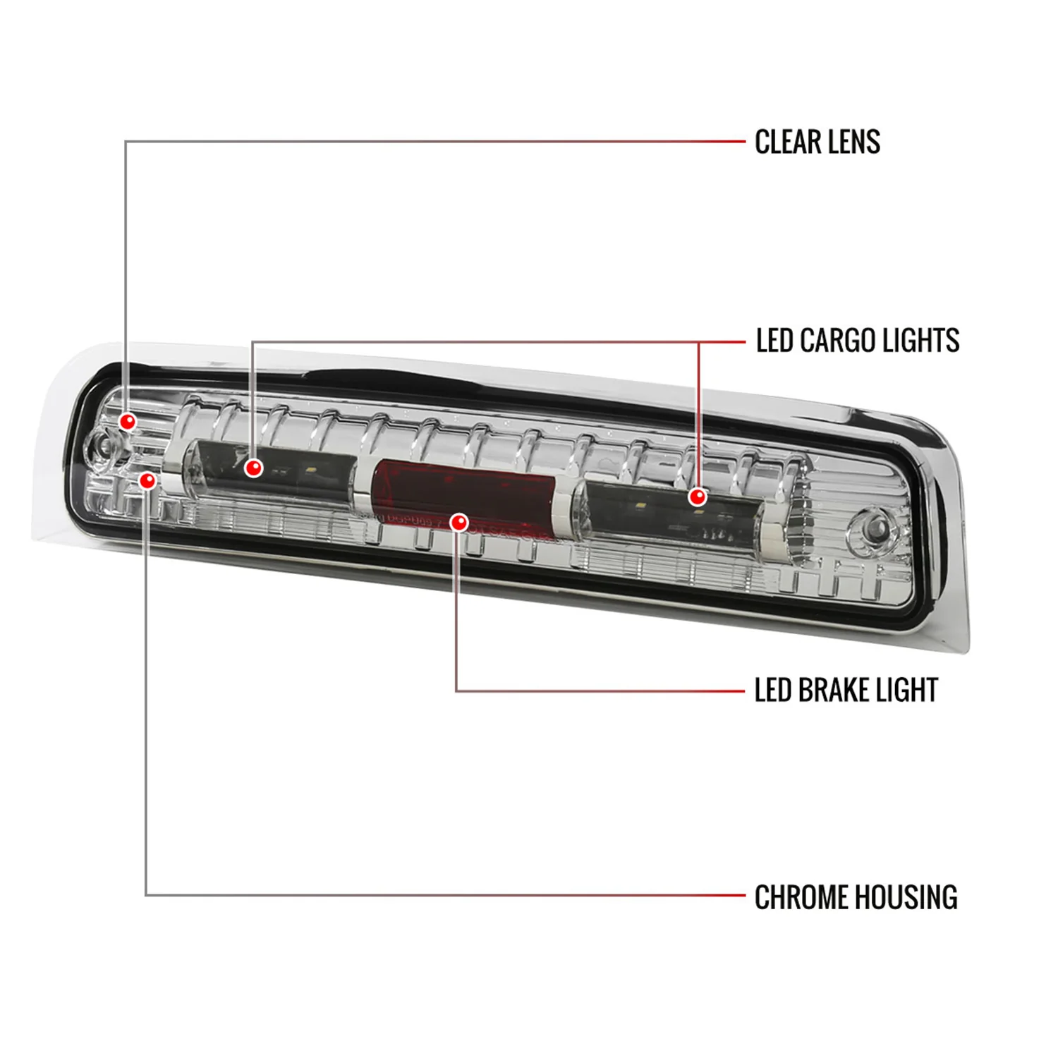 2009-2013 Dodge RAM SMD LED 3rd Brake Light Chrome Housing/Clear Lens - Image 8