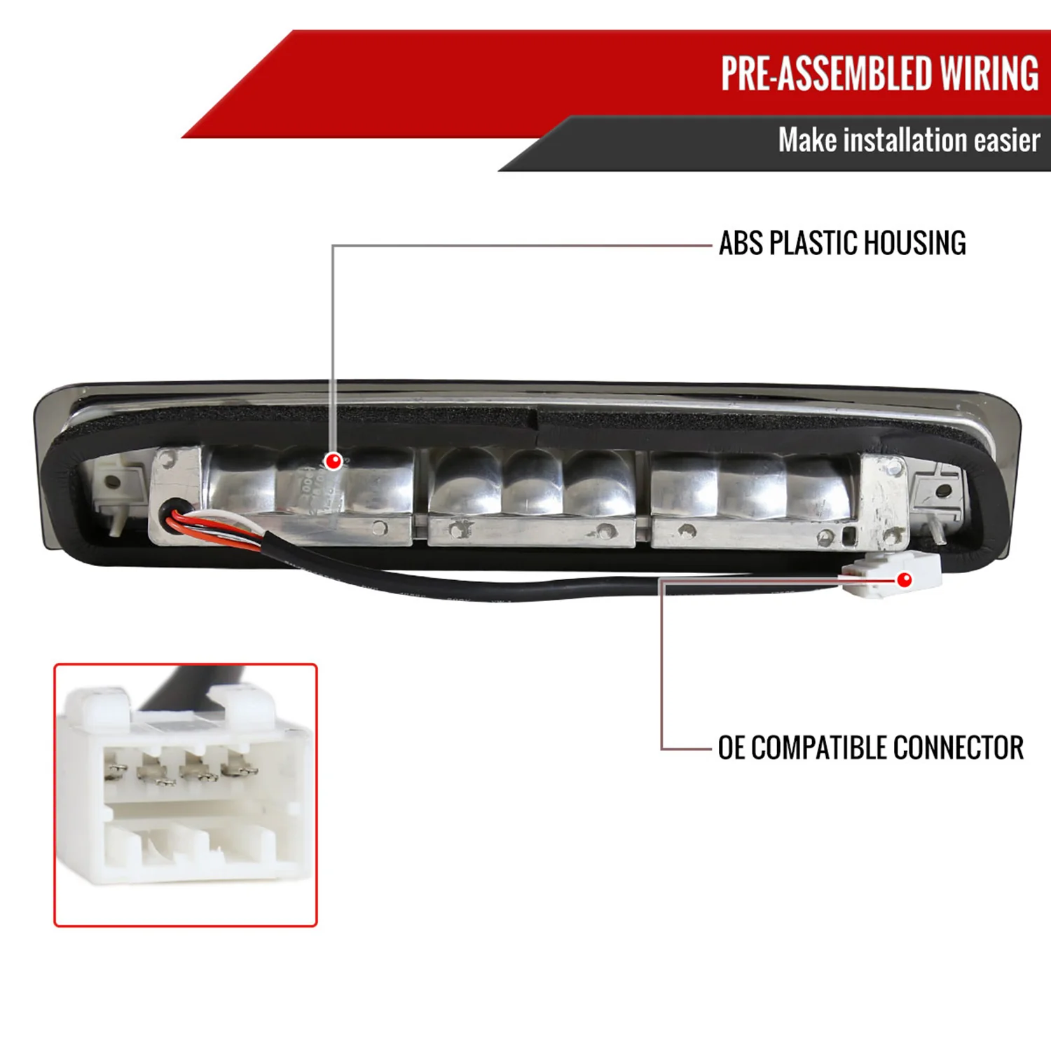 2009-2013 Dodge RAM SMD LED 3rd Brake Light Chrome Housing/Smoke Lens - Image 7