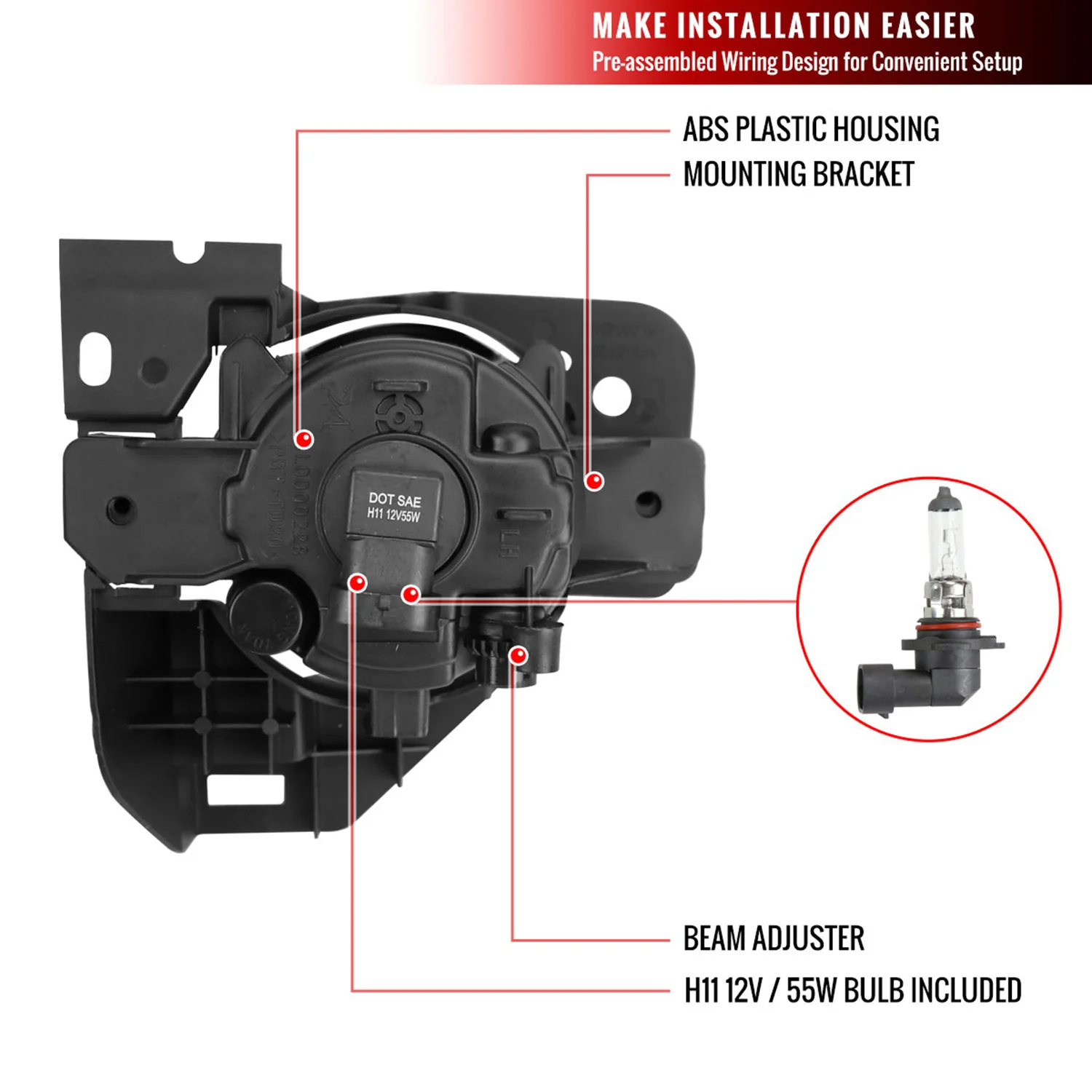 2009-2014 Nissan Maxima H11 Fog Lights Kit Switch & Wiring Harness Chrome - Image 8