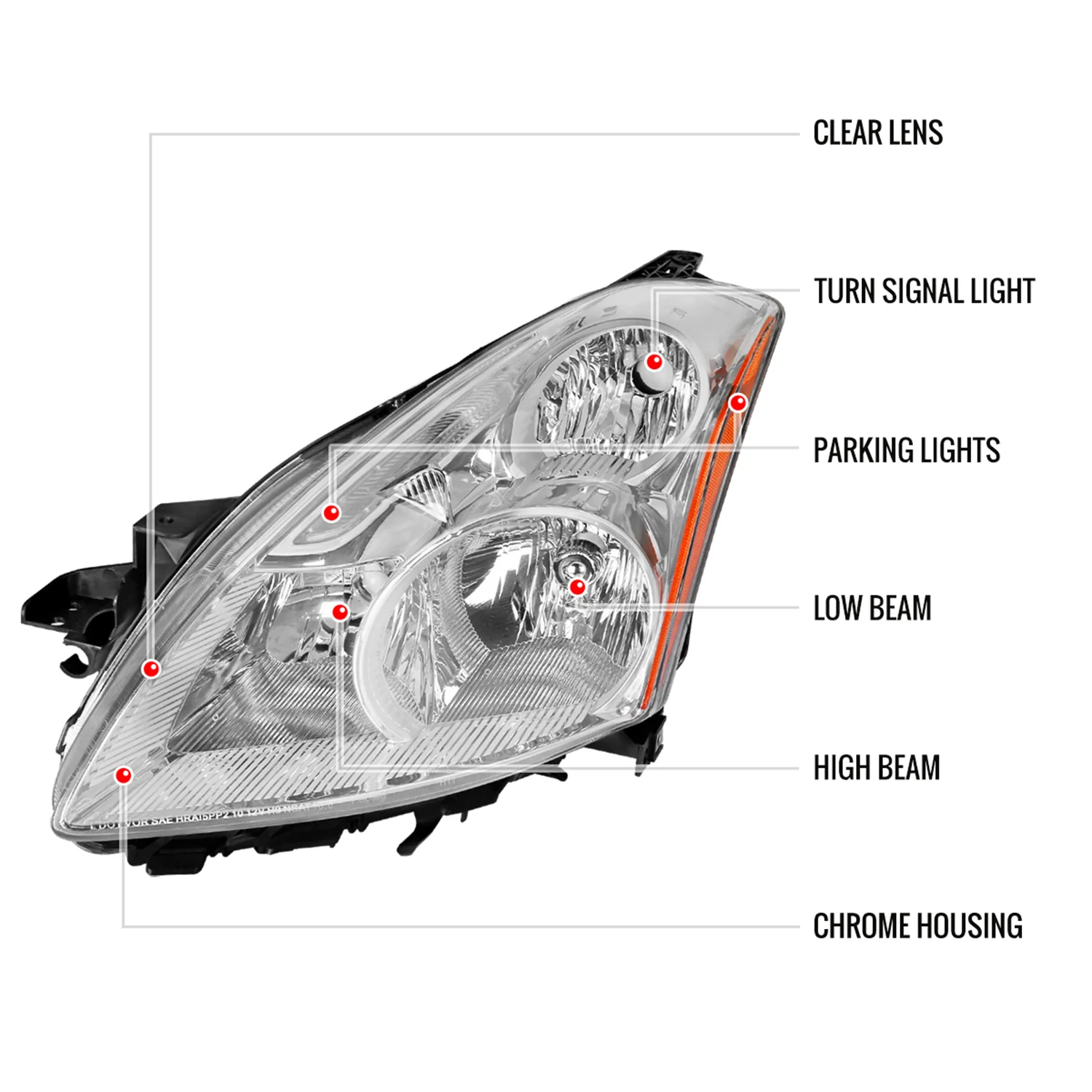 2010-2012 Nissan Altima Sedan Clear Factory Crystal Headlights - Driver Side - Image 8
