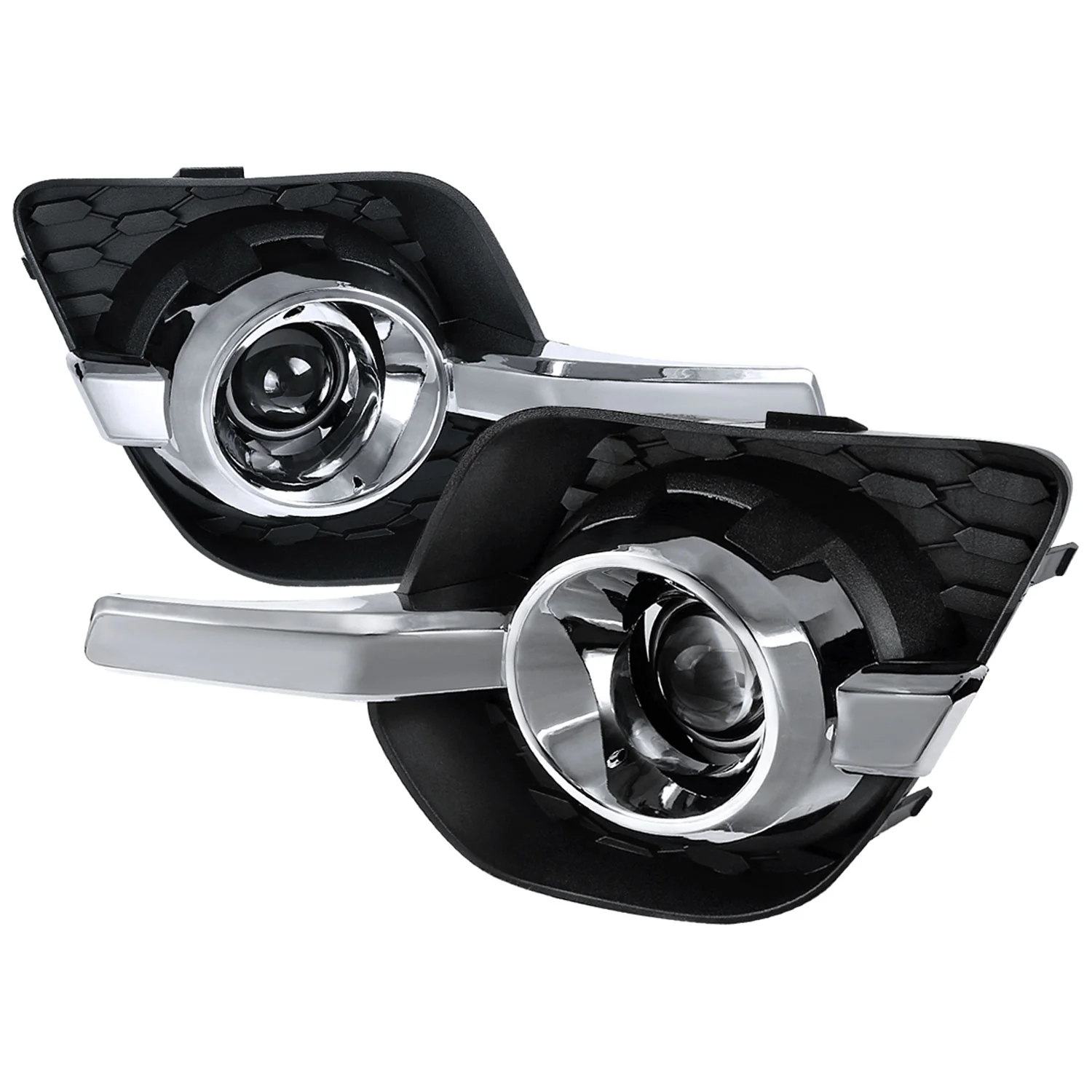 2010-2016 Chevy Equinox 12V/55W H11 Projector Fog Lights Kit Chrome/Clear Lens