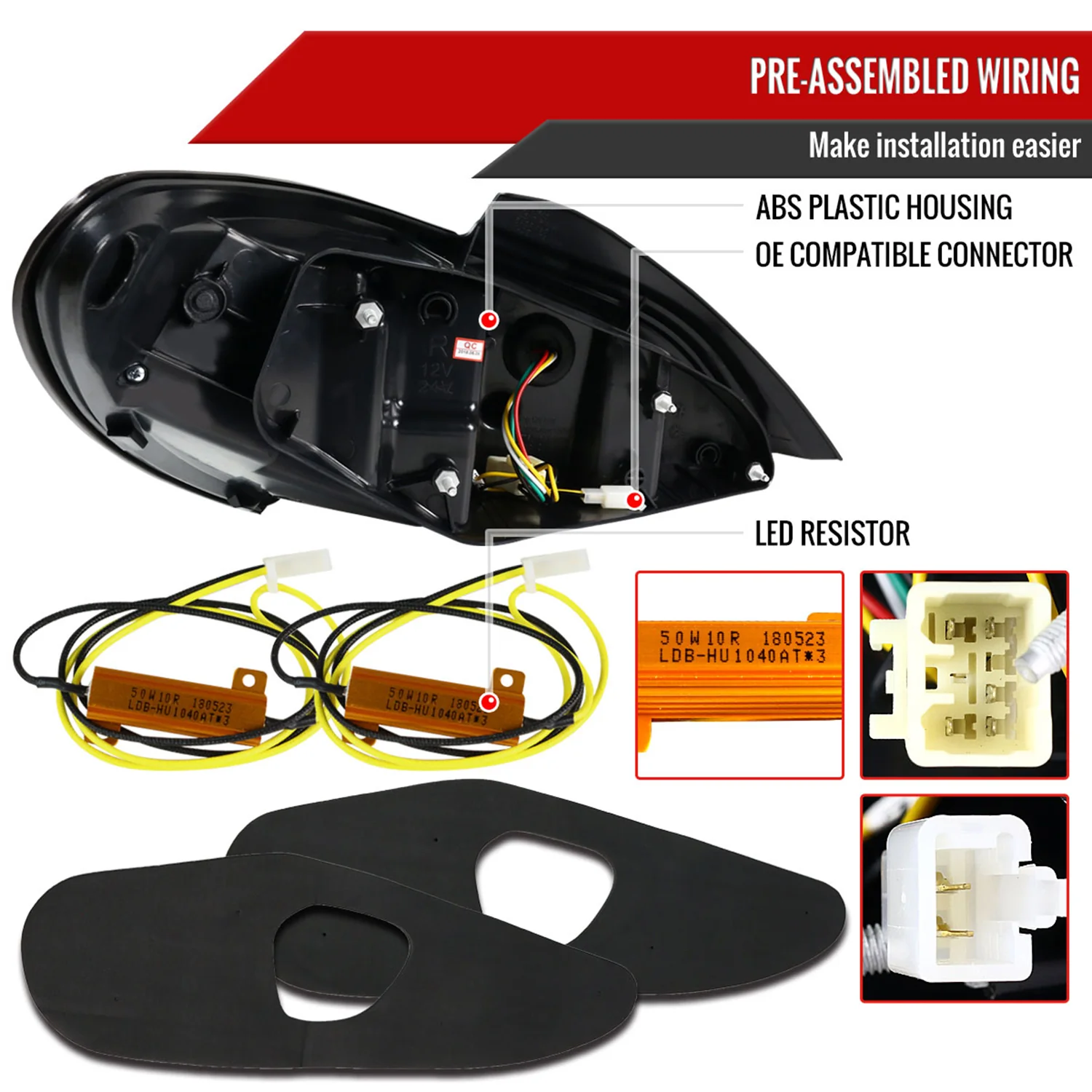 2010-2016 Hyundai Genesis Coupe White Bar LED Tail Lights Matt Black/Clear - Image 7