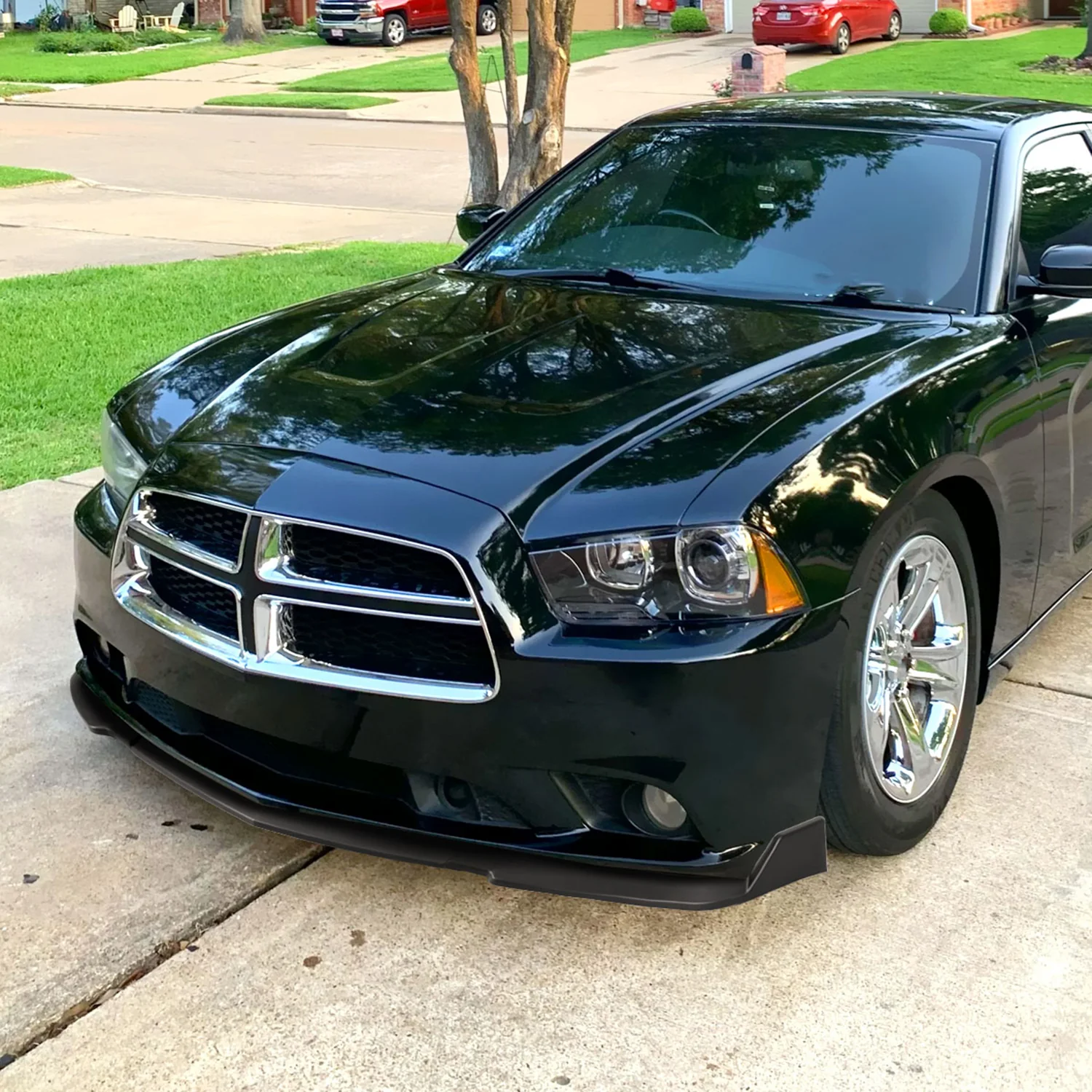 2011-2014 Dodge Charger Matte Black 3Pcs Front Bumper Lip Splitter Kit - Image 9