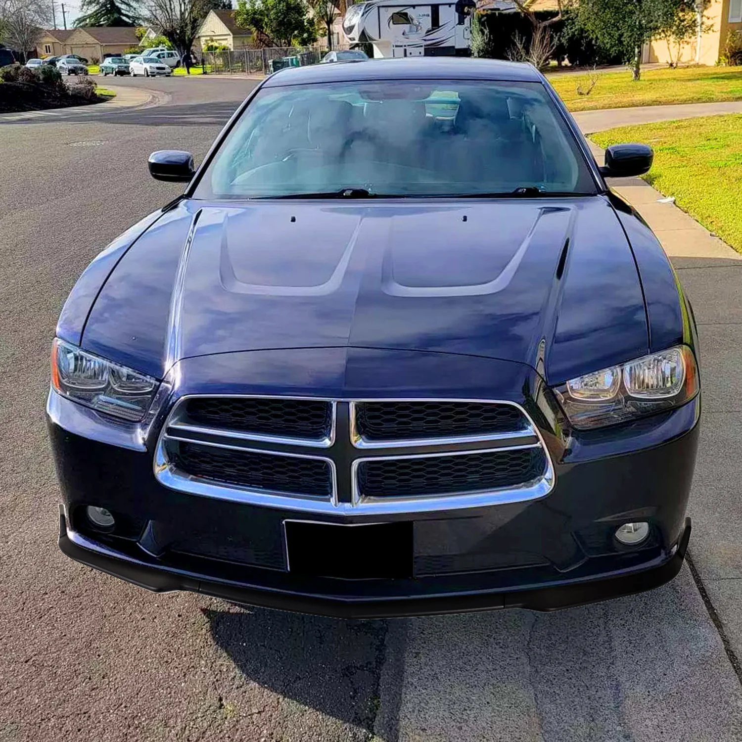 2011-2014 Dodge Charger SRT8 Matte Black 3PC Front Bumper Lip Splitter Kit - Image 10