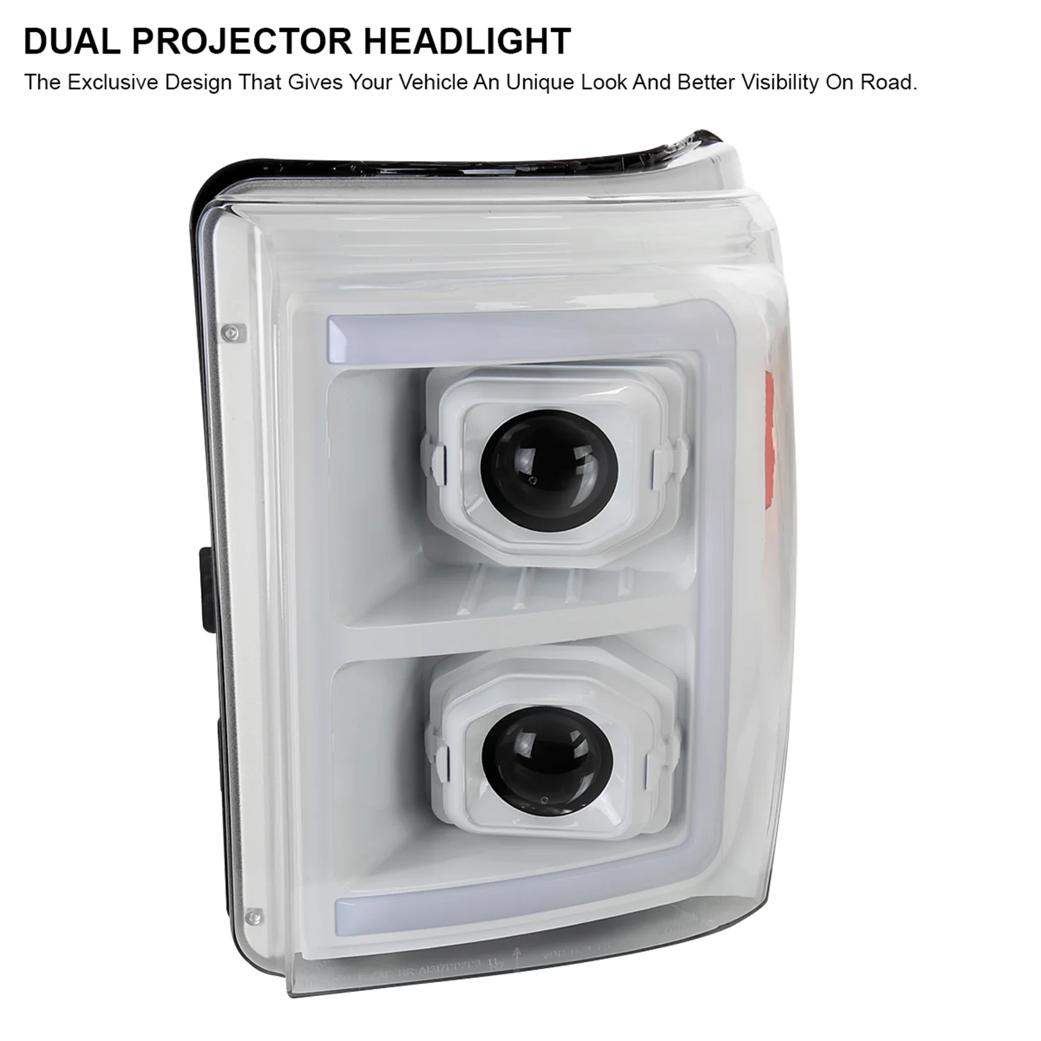 2011-2016 Ford F-250/350/450/550 LED CBar Projector Headlights White Housing - Image 2