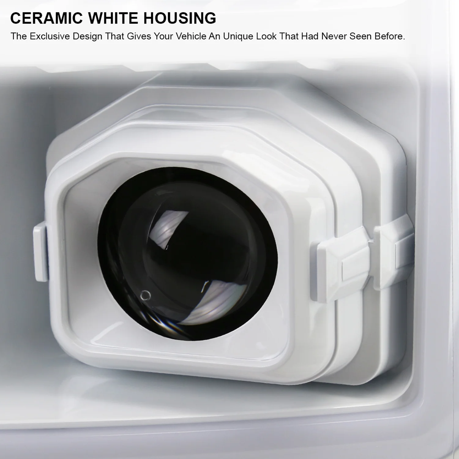 2011-2016 Ford F-250/350/450/550 LED CBar Projector Headlights White Housing - Image 3