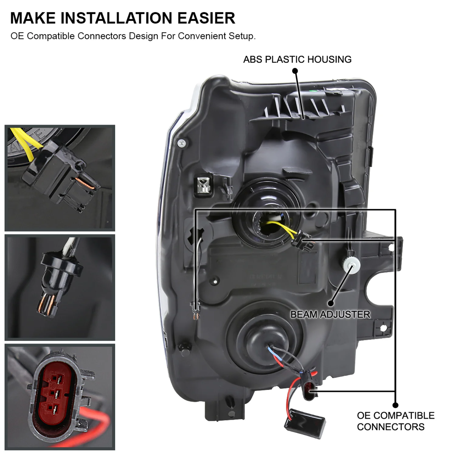 2011-2016 Ford F-250/350/450/550 LED CBar Projector Headlights White Housing - Image 7