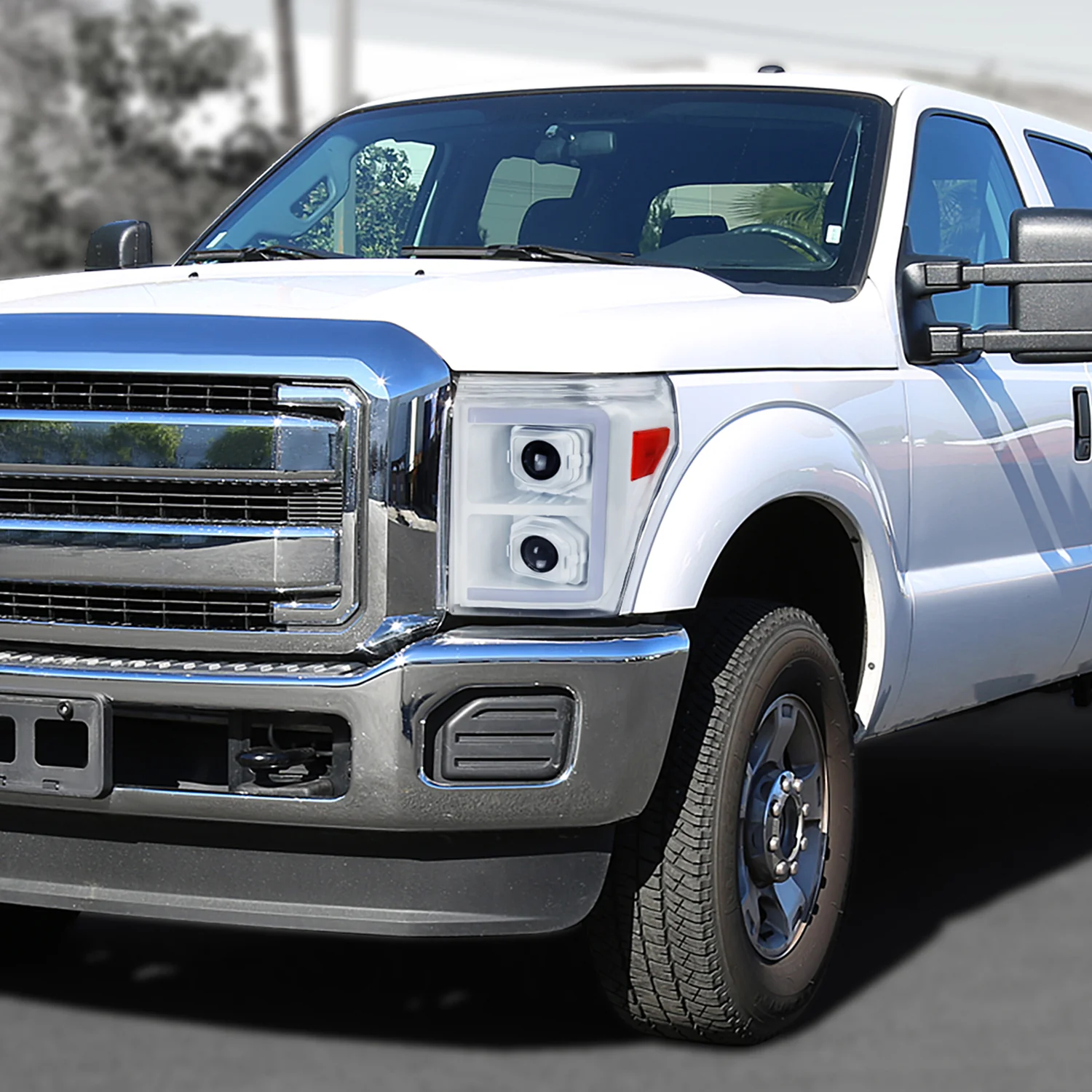 2011-2016 Ford F-250/350/450/550 LED CBar Projector Headlights White Housing - Image 8