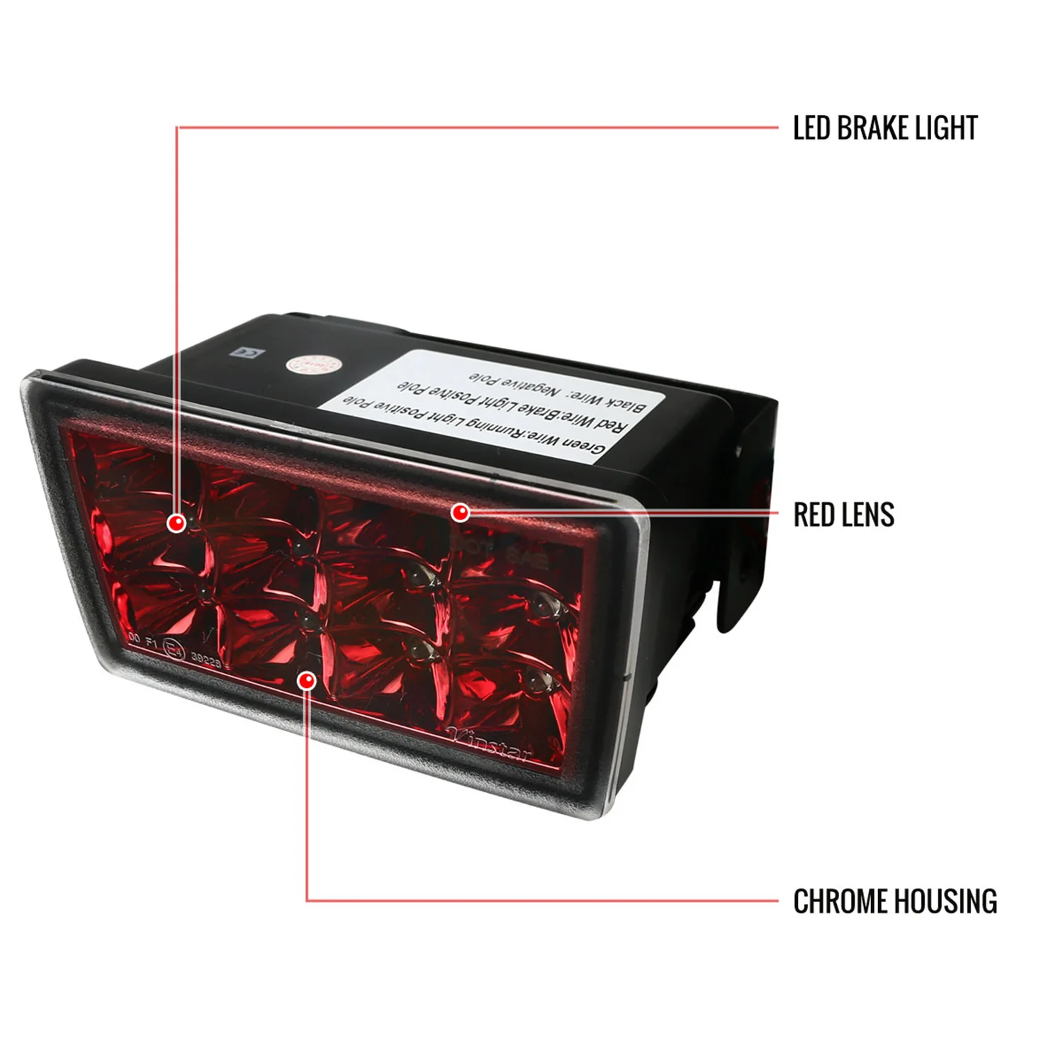 2011-2018 Subaru Impreza WRX/STI/XV Crosstrek LED 3rd Brake Light Chrome/Red - Image 9