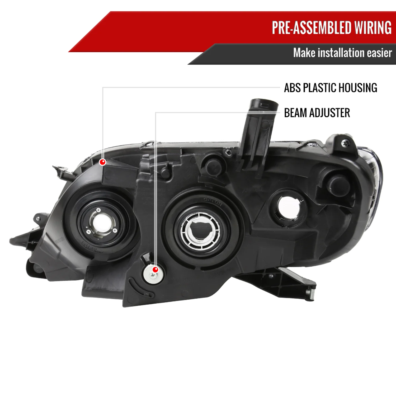 2011-2020 Toyota Sienna Passenger/Right Side Projector Headlights Chrome/Clear - Image 7
