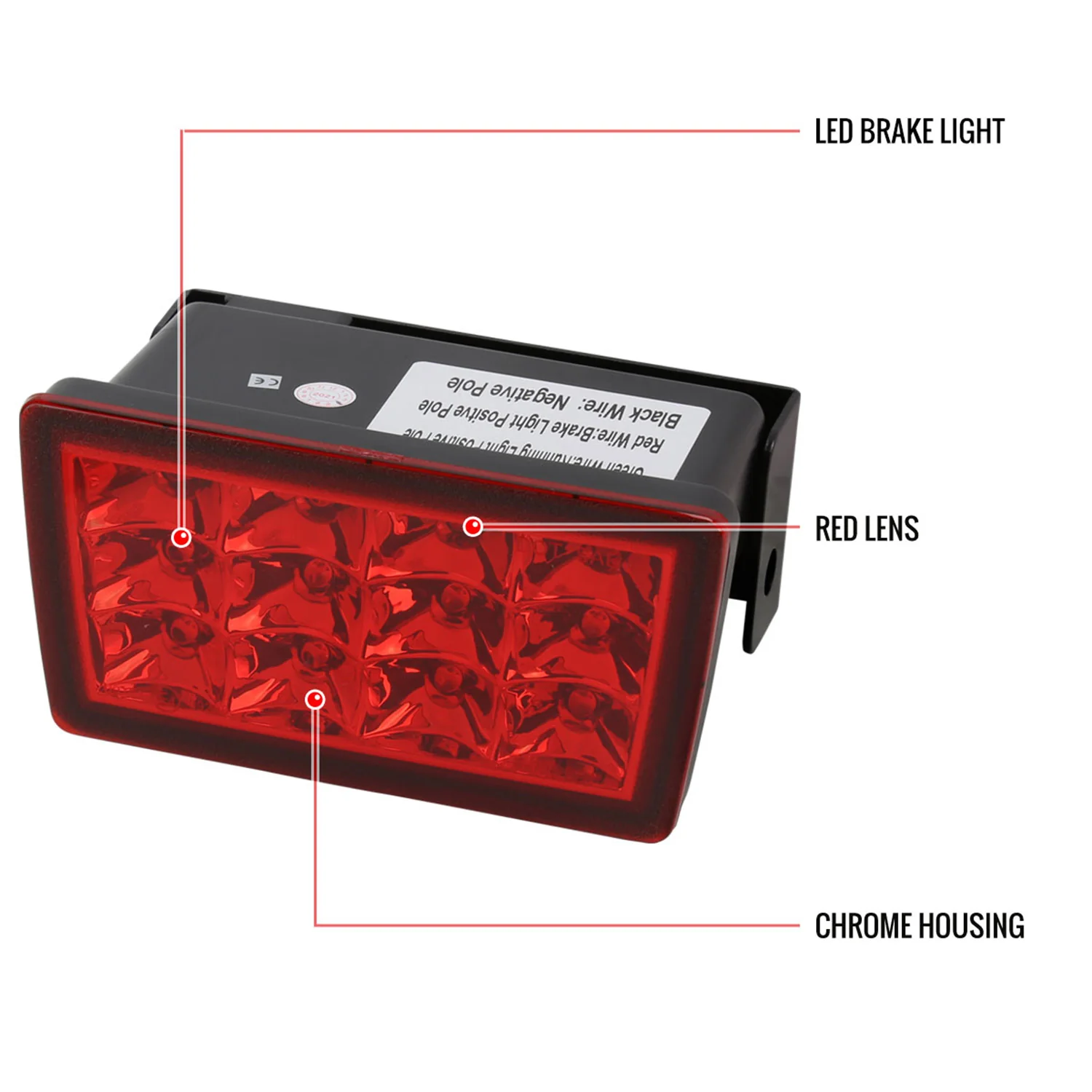2011-2021 Subaru Impreza WRX STI F1 Style LED 3rd Brake Light Chrome/Red Lens - Image 9