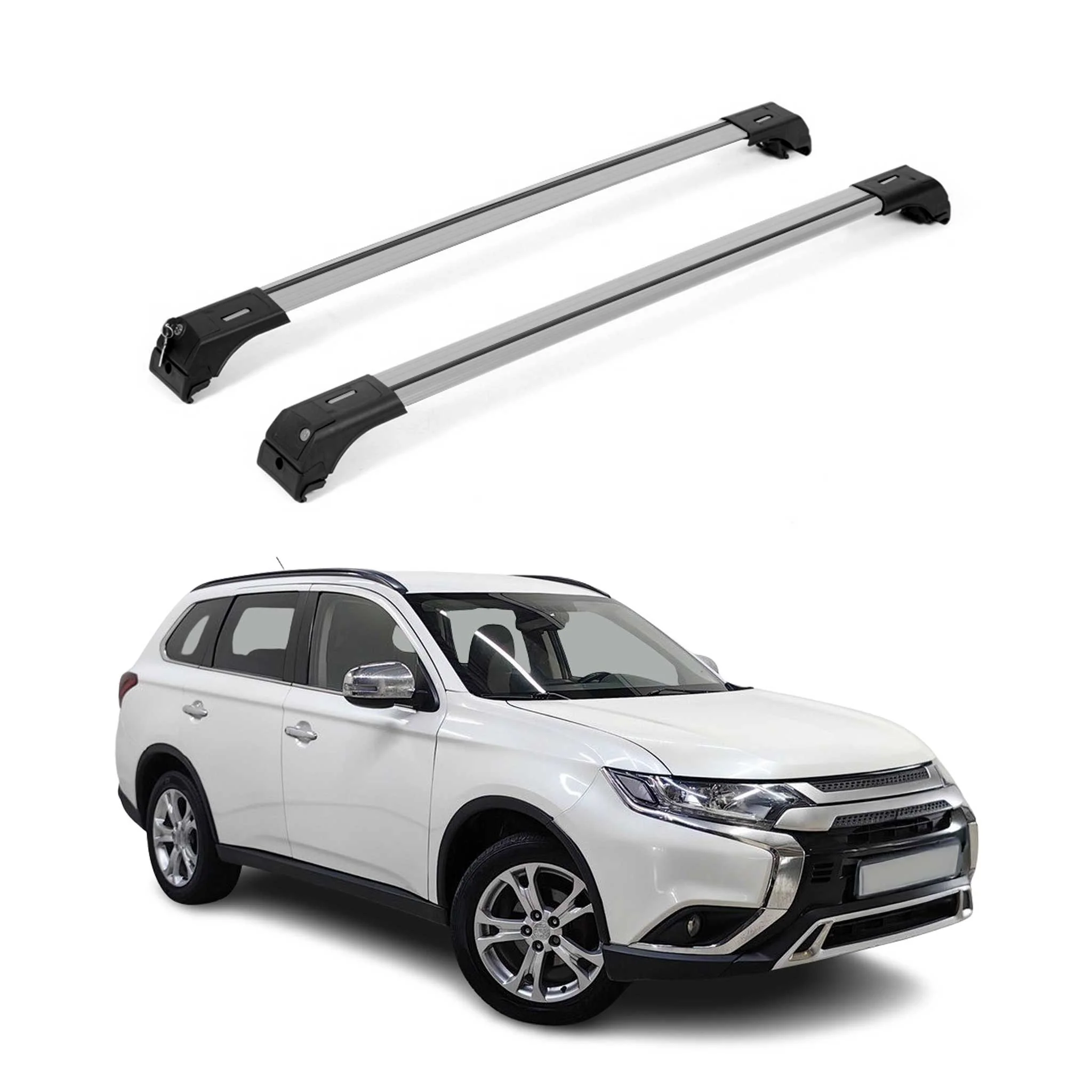 2011-2026 Mitsubishi Outlander Sport Roof Rack Cross Bras Silver 2 pieces