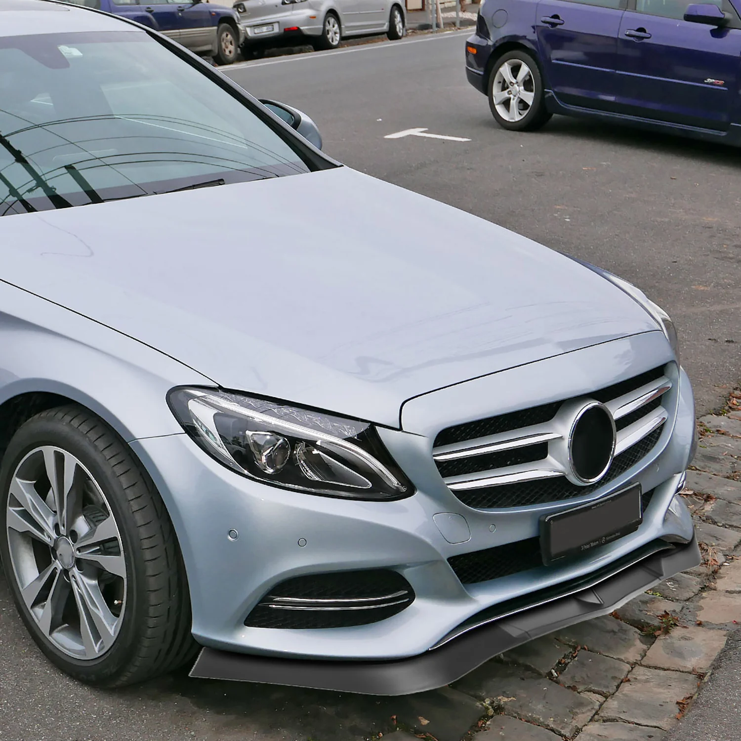 2012-2014 Mercedes Benz W204 C Class Matt Black Front Bumper Lip Splitter Kit - Image 10