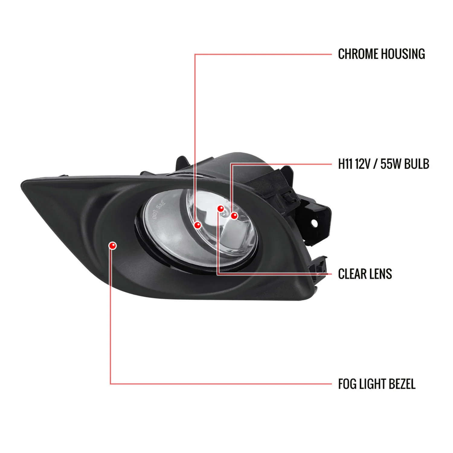 2012-2014 Nissan Versa H11 Fog Lights Kit Switch & Wiring Harness Chrome/Clear - Image 9