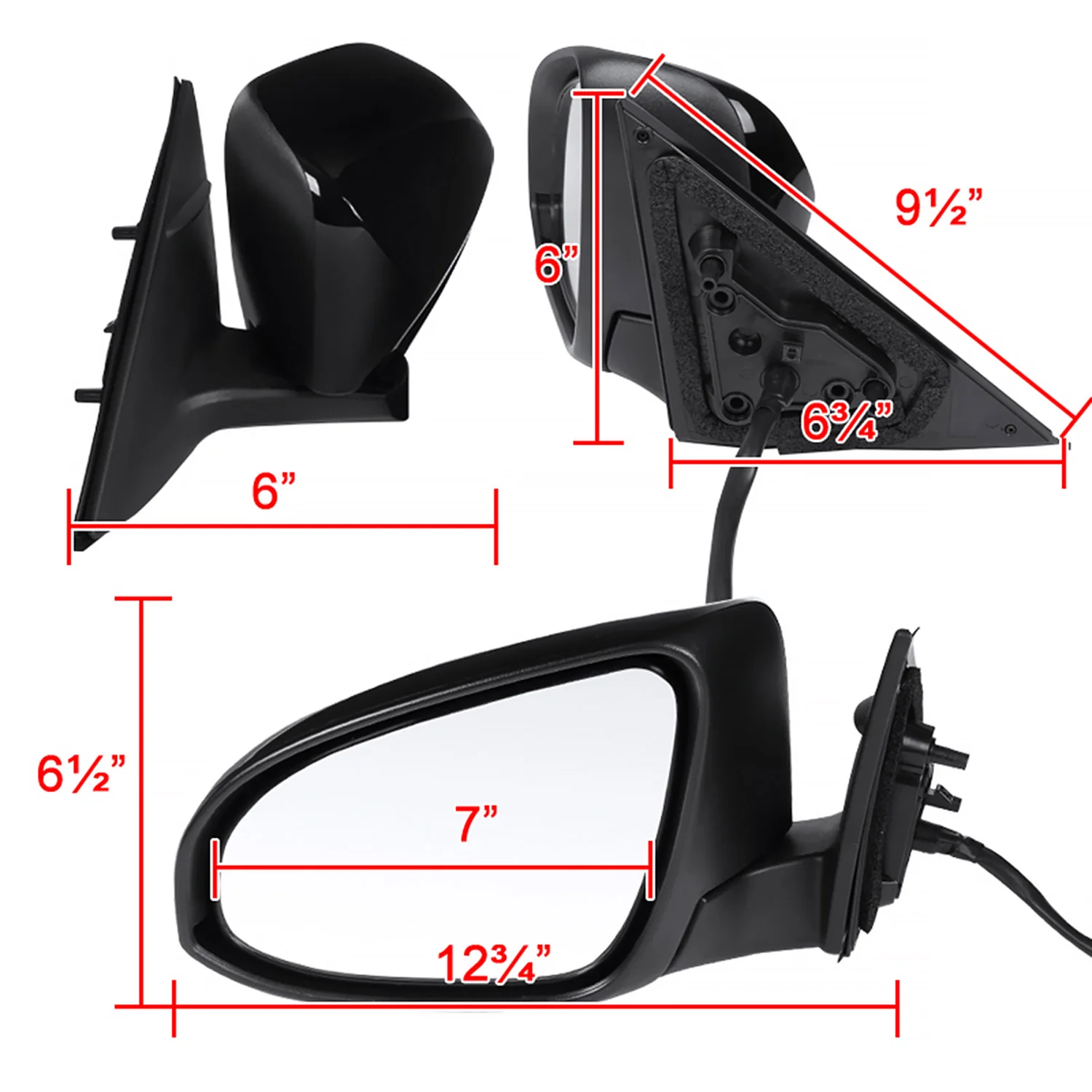 2012-2014 Toyota Camry Glossy Black 3-Pin Adjustable Side Mirror - Driver Side - Image 8