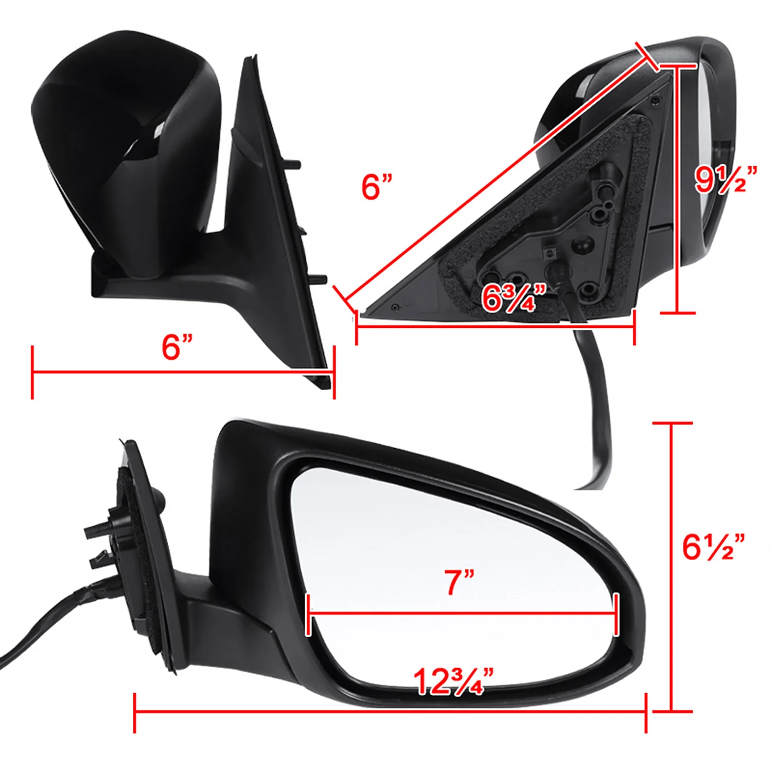 2012-2014 Toyota Camry Glossy Black 3Pin Adjustable Side Mirror Passenger Side - Image 8