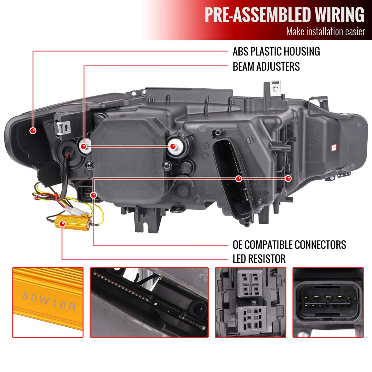 2012-2015 BMW F30 3 Series Sedan Dual LED Headlights LED Signal Chrome - Image 8