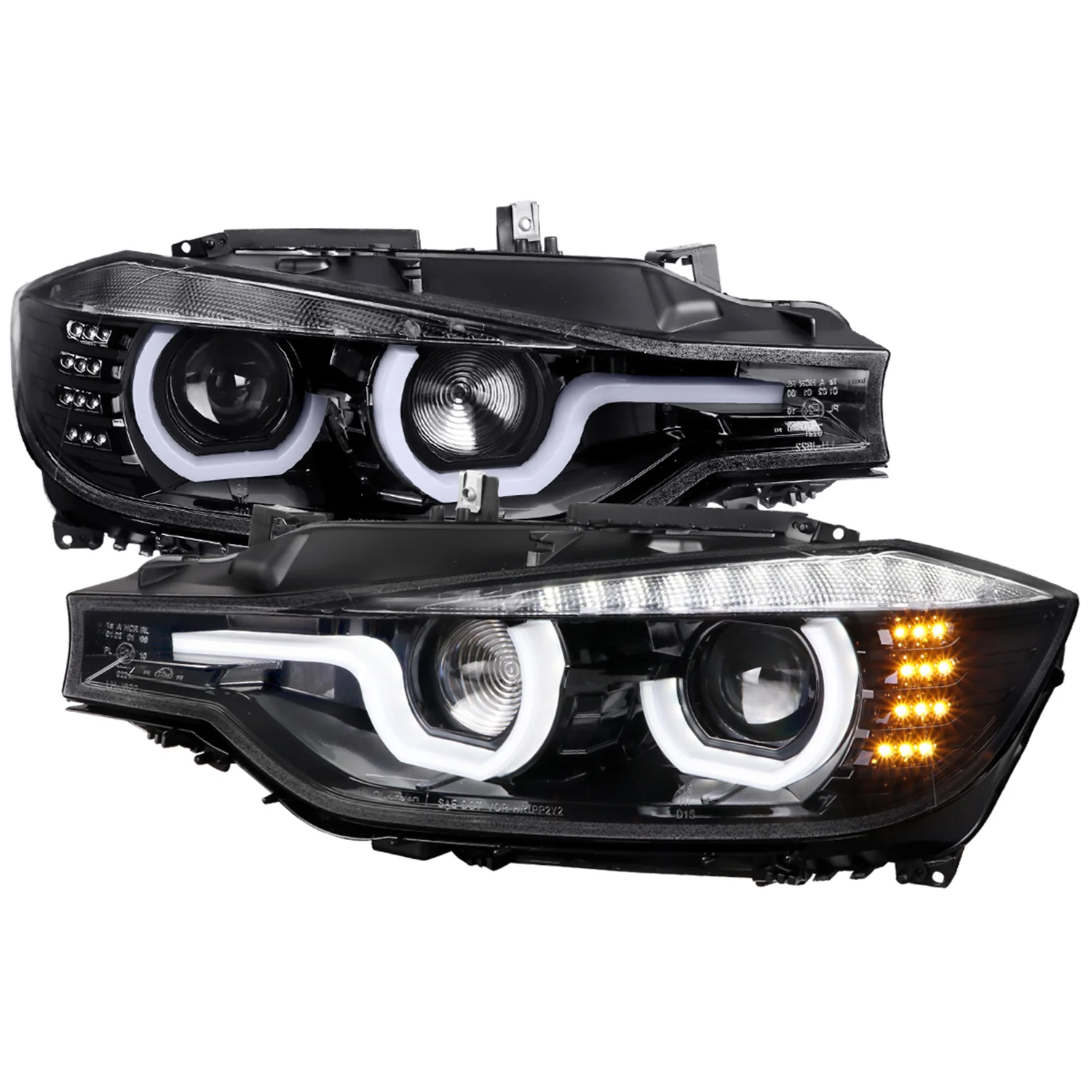2012-2015 BMW F30 3 Series Sedan Dual LED Headlights LED Signal Jet Black