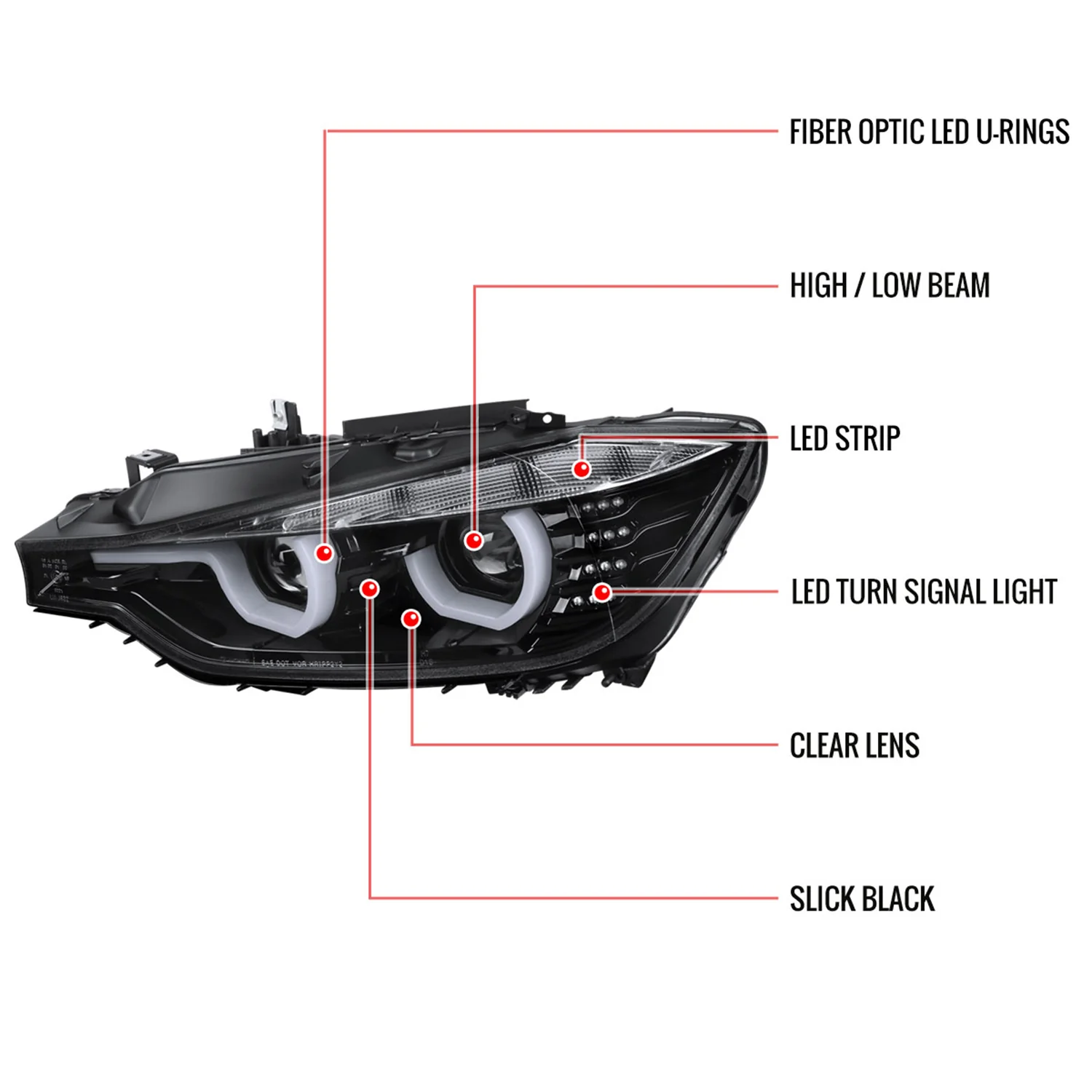 2012-2015 BMW F30 3 Series Sedan Dual LED Headlights LED Signal Jet Black - Image 9