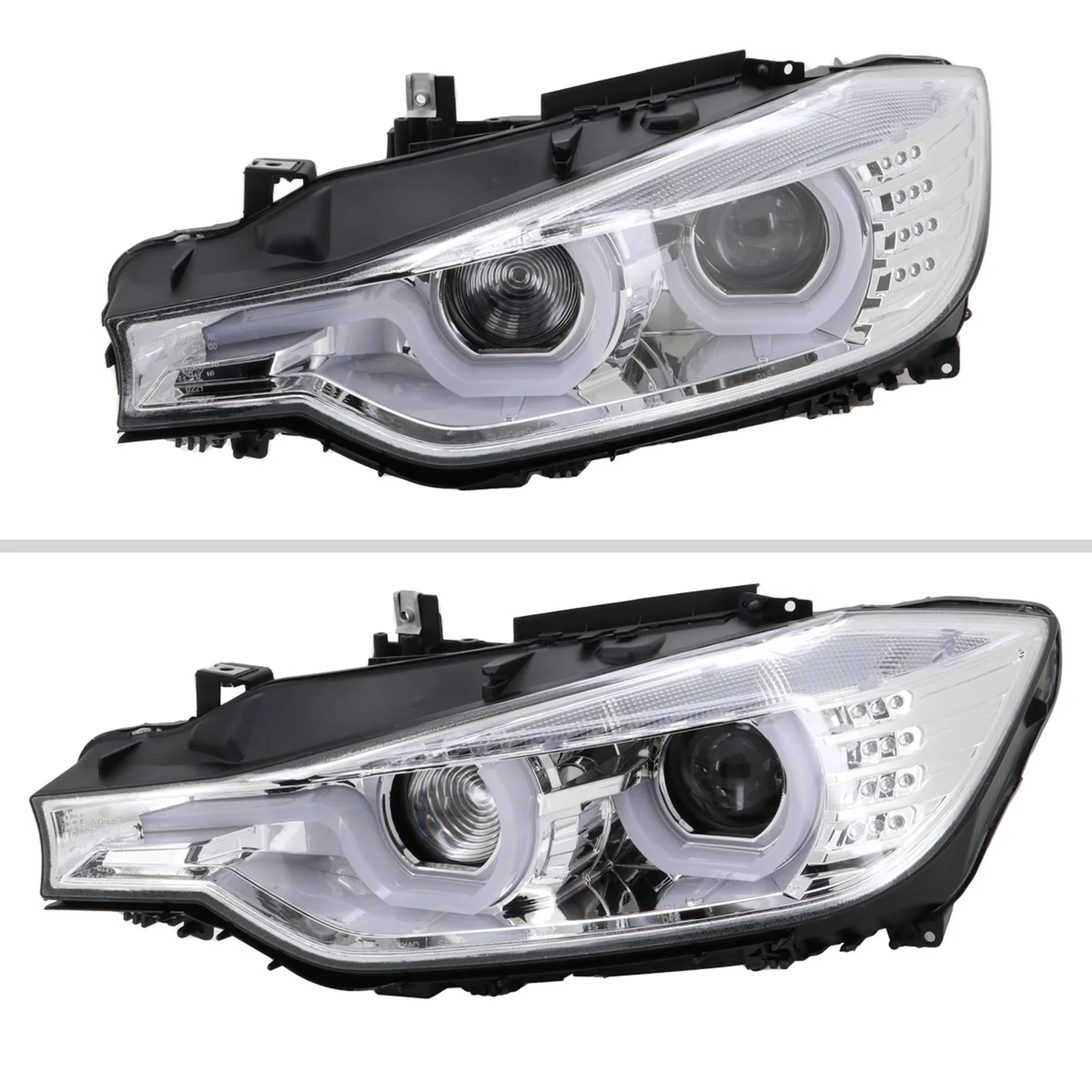 2012-2015 BMW F30 3 Series Sedan Dual U-Bar Headlights LED Signal Lights Chrome - Image 2