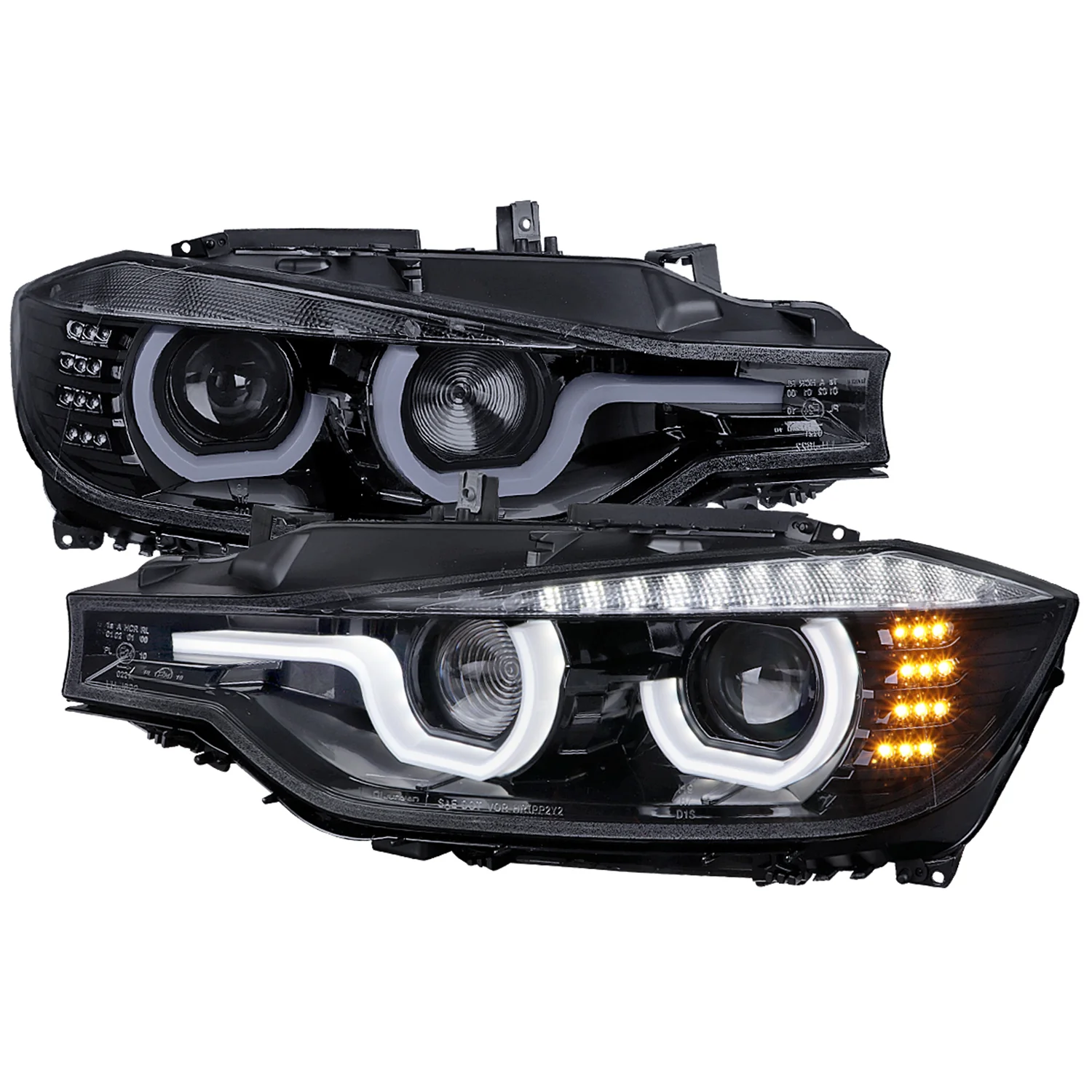 2012-2015 BMW F30 3 Series Sedan Dual U-Bar Headlights LED Signal Lights Smoke