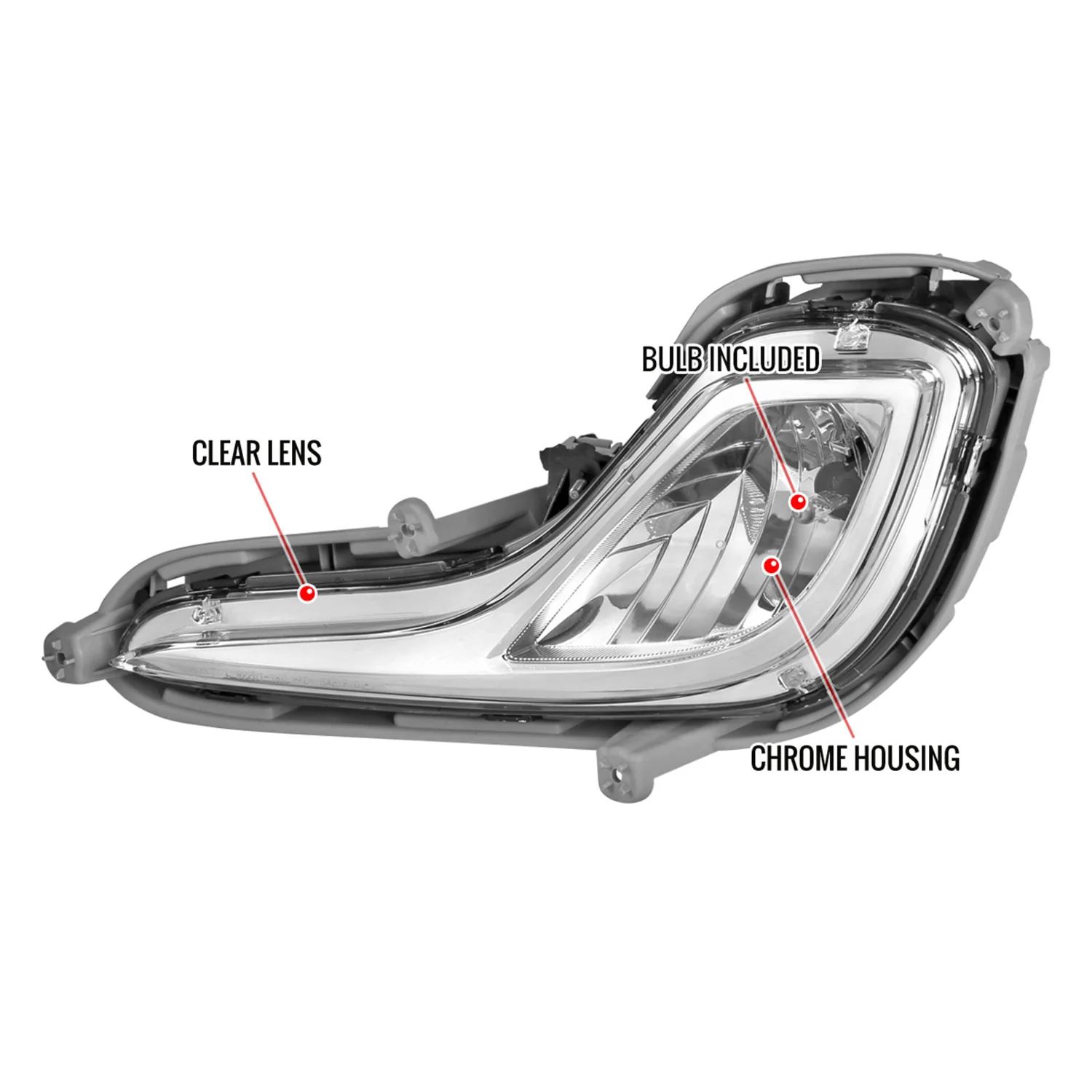 2012-2017 Hyundai Accent 12V/27W 881 Fog Lights Kit Chrome/Clear Lens - Image 7