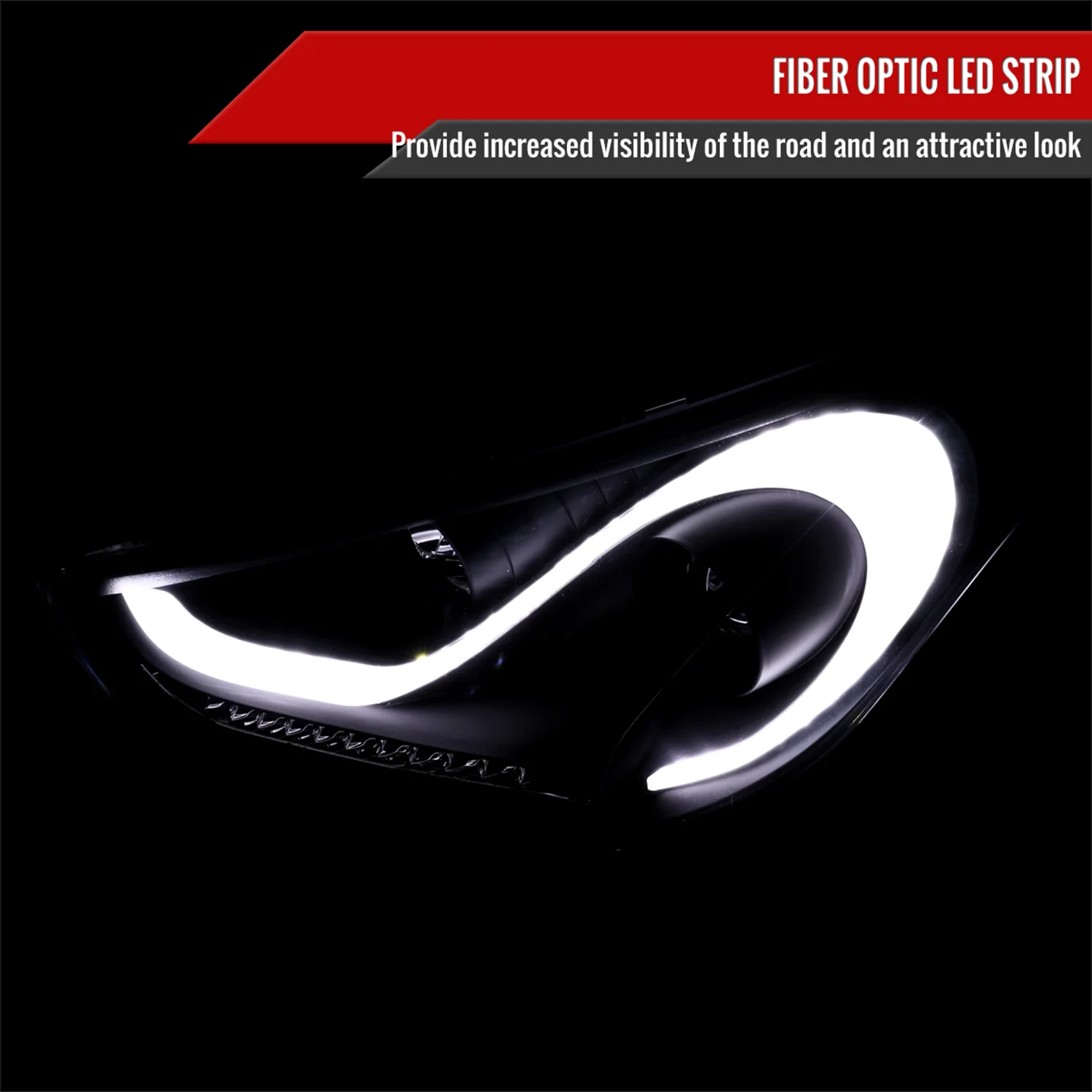 2012-2017 Hyundai Veloster LED Bar Projector Headlight Signal Lights Black - Image 3