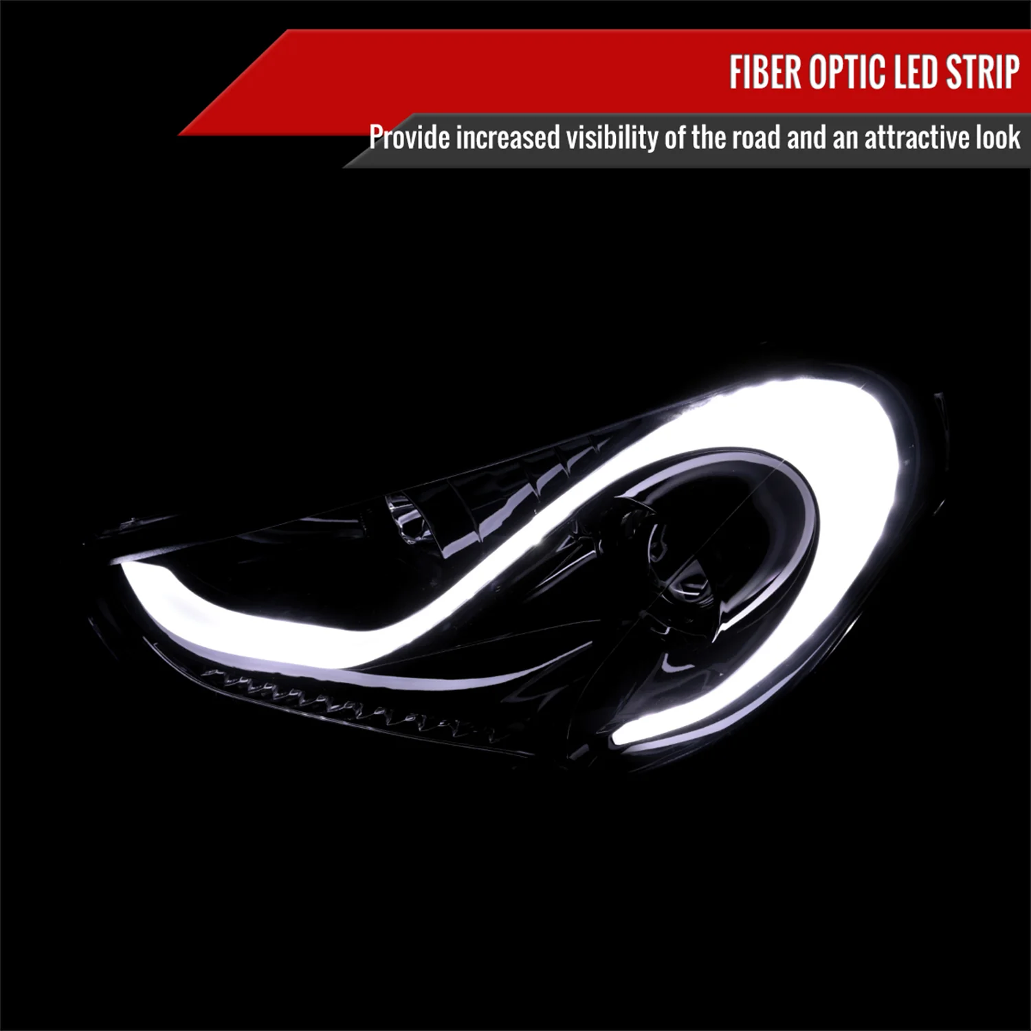 2012-2017 Hyundai Veloster LED Bar Projector Headlights Signal Lights Black - Image 3