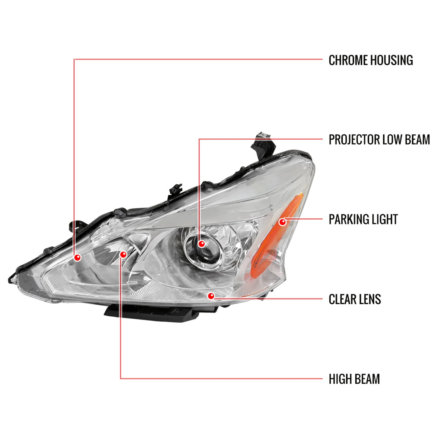 2013-2015 Nissan Altima Clear Projector Headlight Amber Reflector Driver Side - Image 9