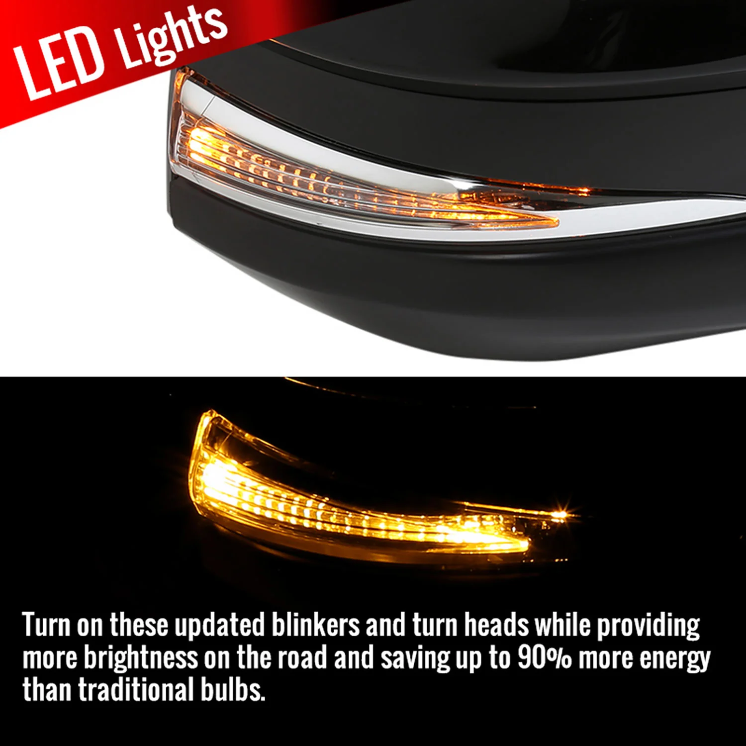 2013-2015 Toyota RAV4 Black 7Pin Heated Side Mirror LED Turn Signal Passenger - Image 2