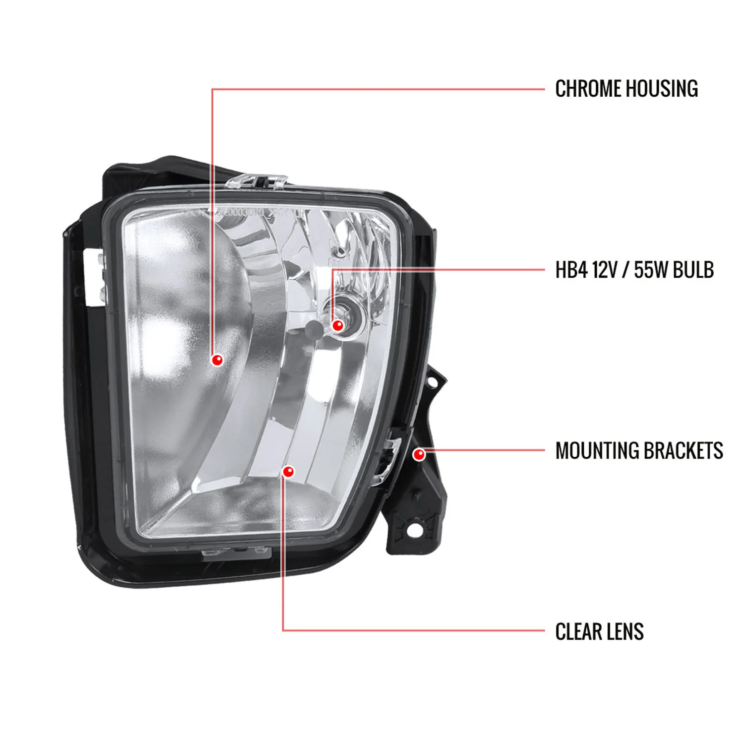 2013-2018 Dodge RAM 1500 9006 Fog Lights Kit Chrome Housing/Clear Lens - Image 9