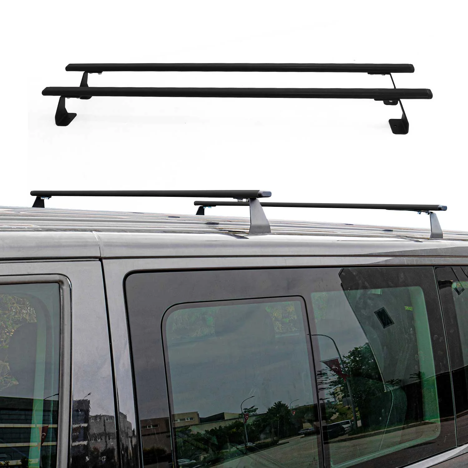 2013-2021 Nissan NV200 Roof Rack Cross Bars Luggage Carrier Steel Black 2 Pcs - Image 2