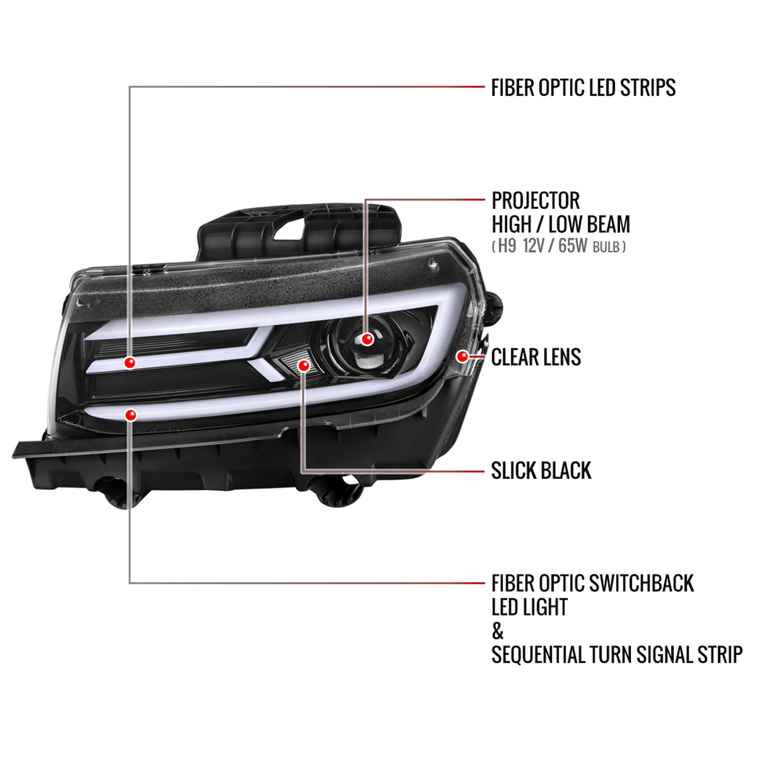 2014-2015 Chevy Camaro LED Projector Headlights Turn Signal Lights Black - Image 8