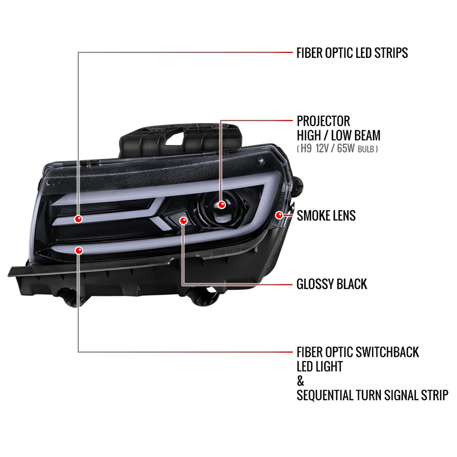 2014-2015 Chevy Camaro LED Projector Headlights Turn Signal Lights Smoke - Image 8