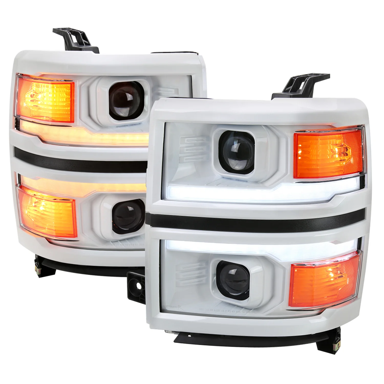 2014-2015 Chevy Silverado 1500 LED Bar Headlights White Housing/Black Trim
