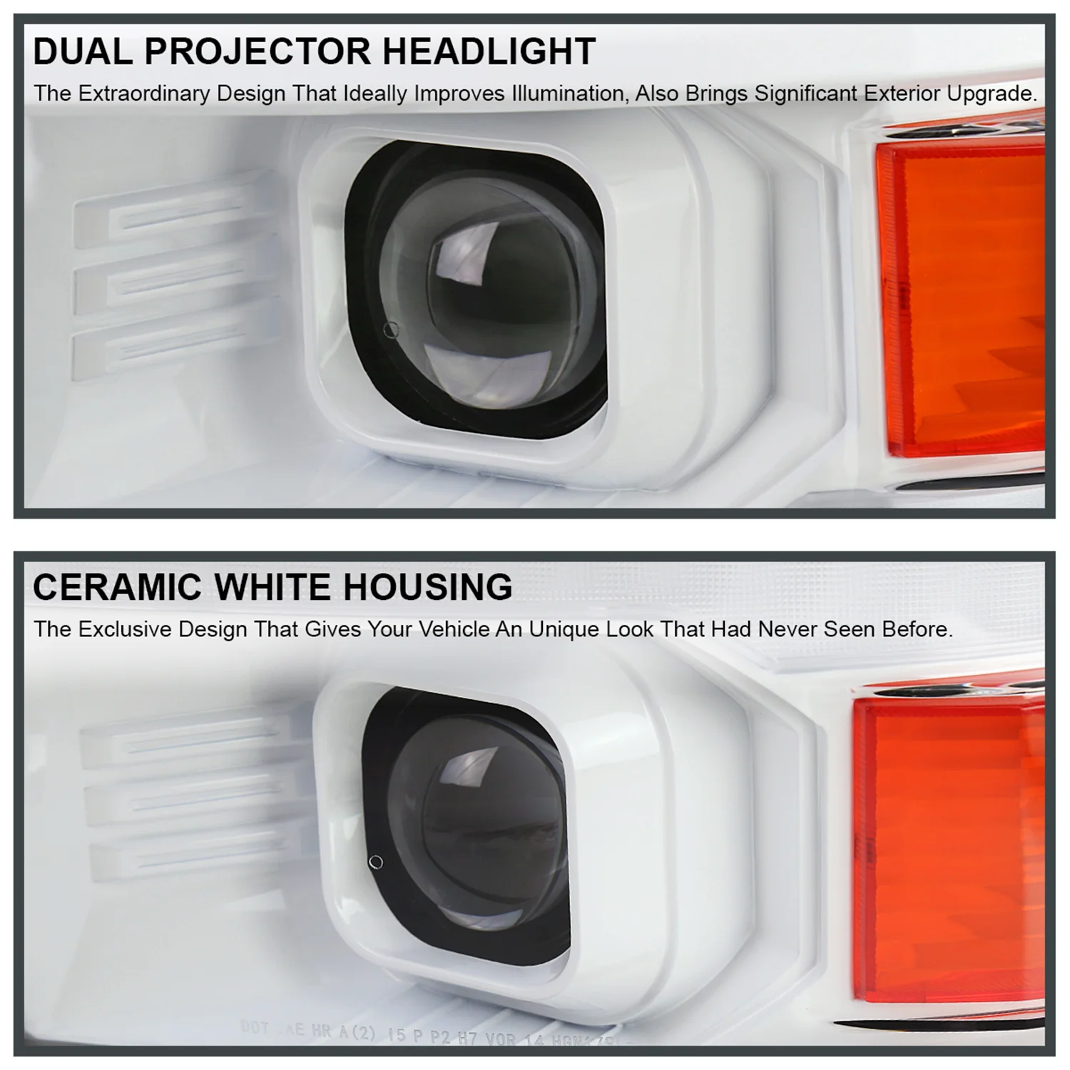 2014-2015 Chevy Silverado 1500 LED Bar Headlights White Housing/Black Trim - Image 2