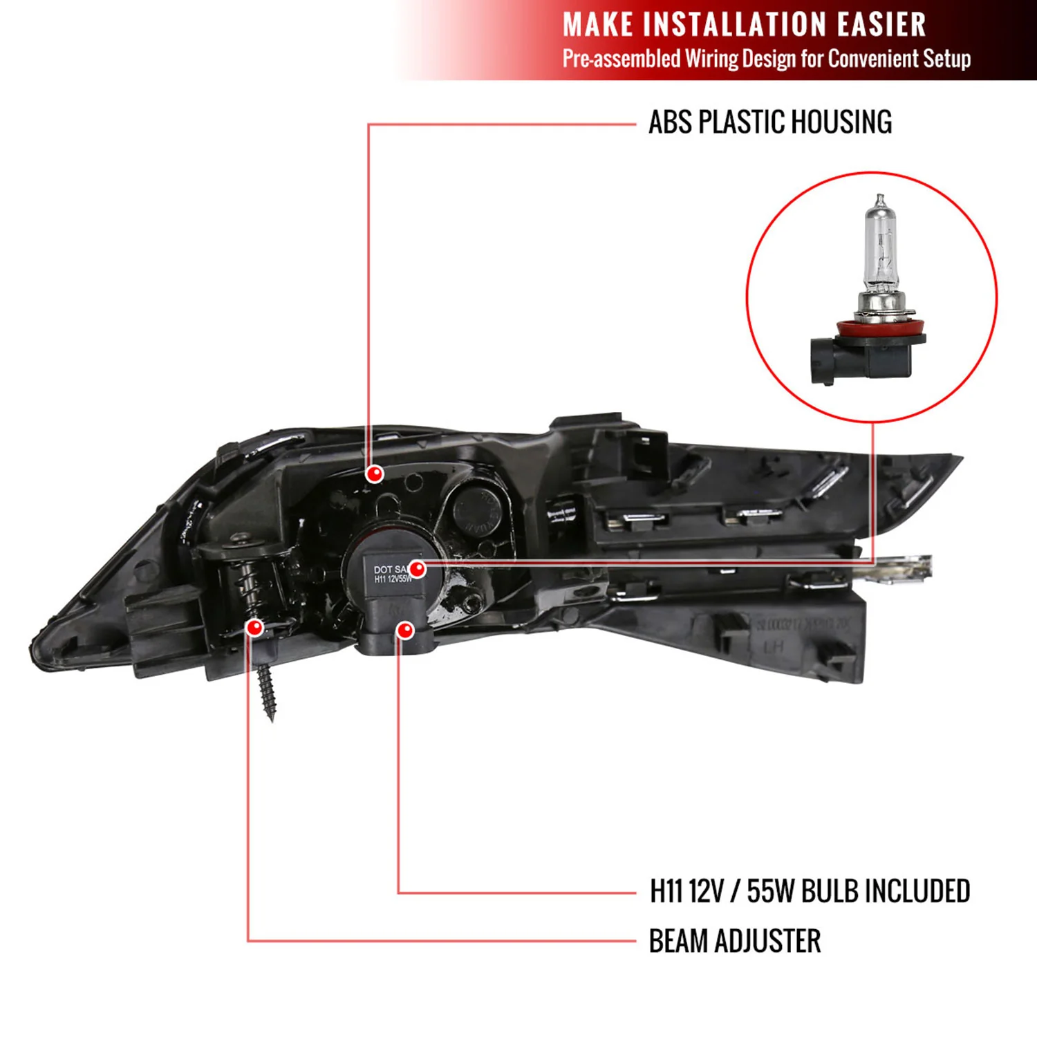 2014-2016 Honda Odyssey H11 Fog Lights Kit Chrome Housing/Clear Lens - Image 8