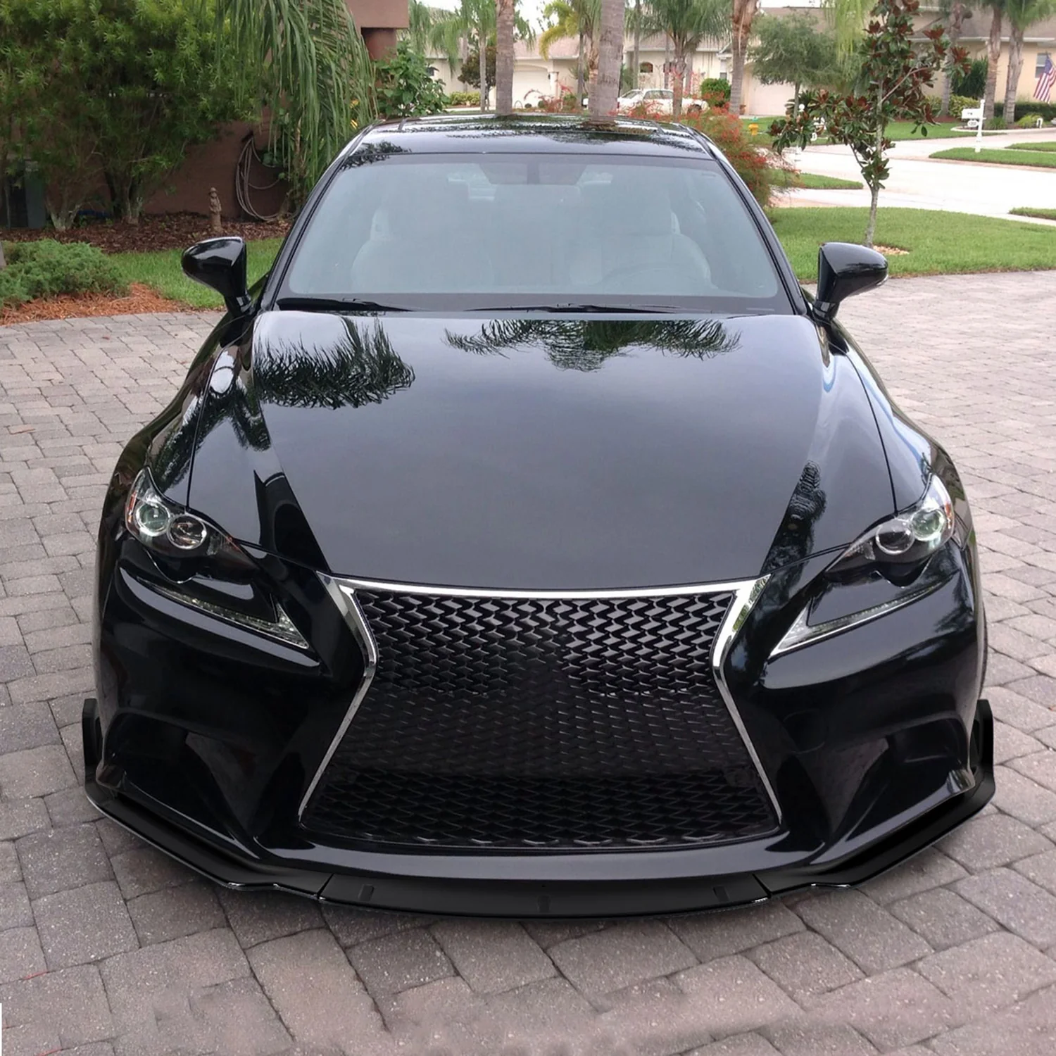 2014-2016 Lexus IS250 F-Sport Glossy Black 3PC Front Bumper Lip Splitter Kit - Image 9