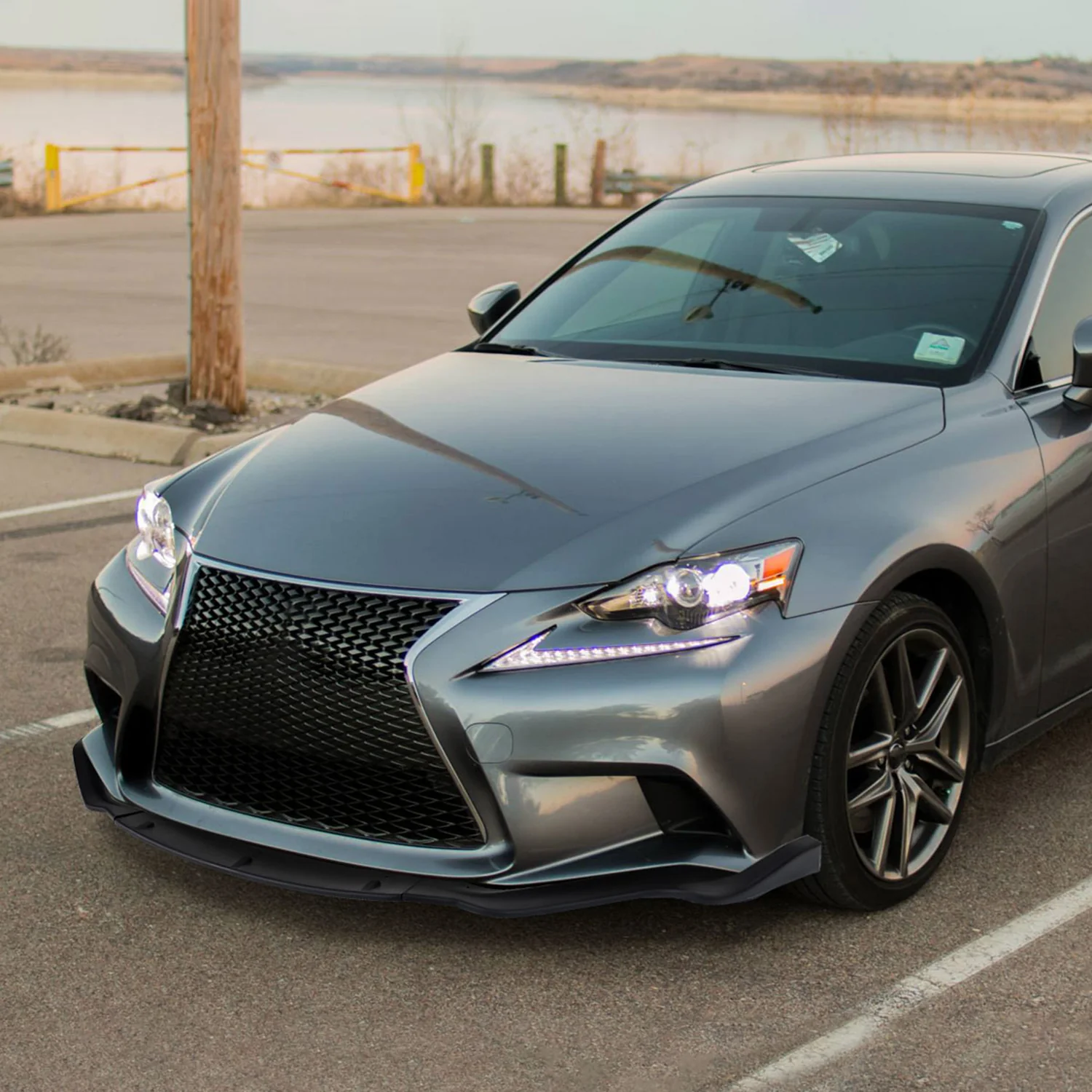 2014-2016 Lexus IS250 F-Sport Matte Black 3PC Front Bumper Lip Splitter Kit - Image 10