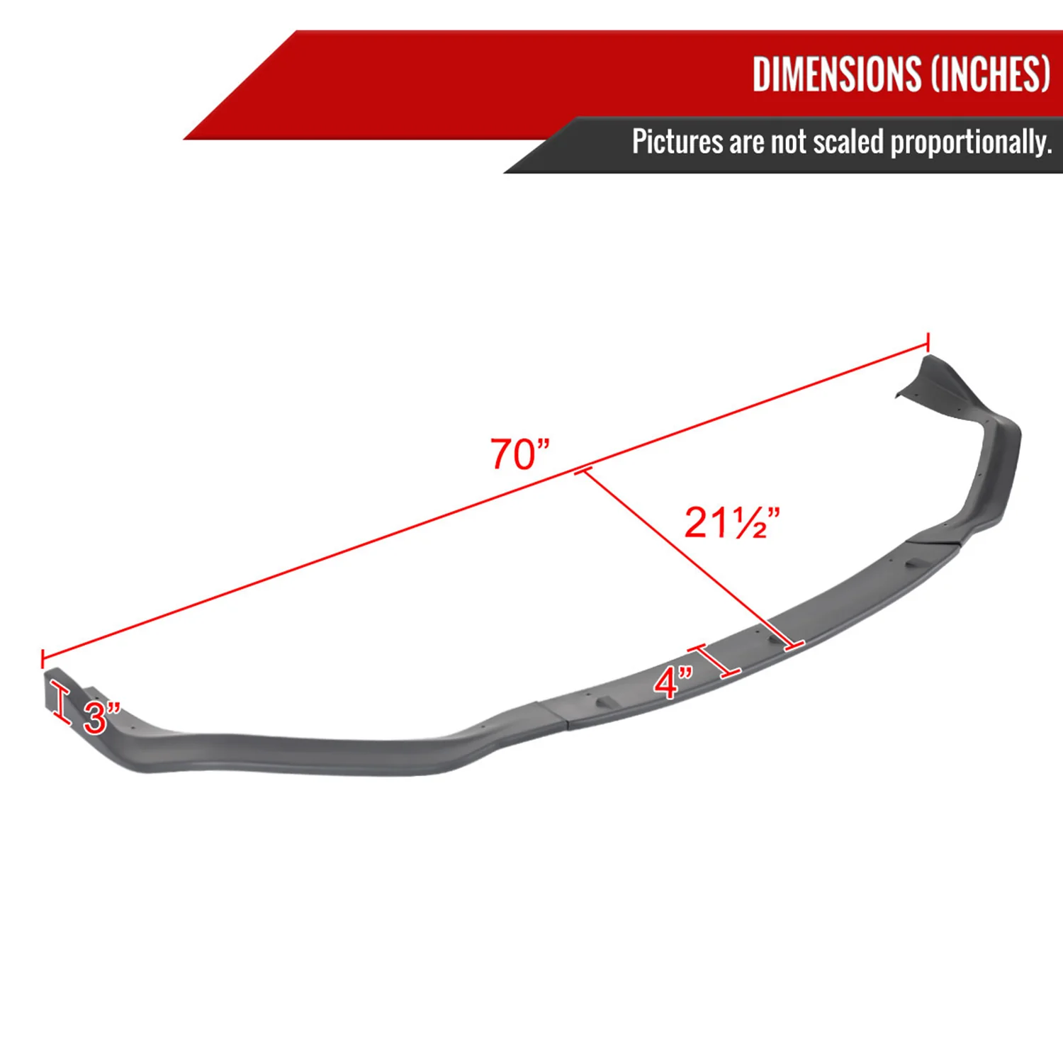 2014-2016 Lexus IS250 F-Sport Matte Black 3PC Front Bumper Lip Splitter Kit - Image 2