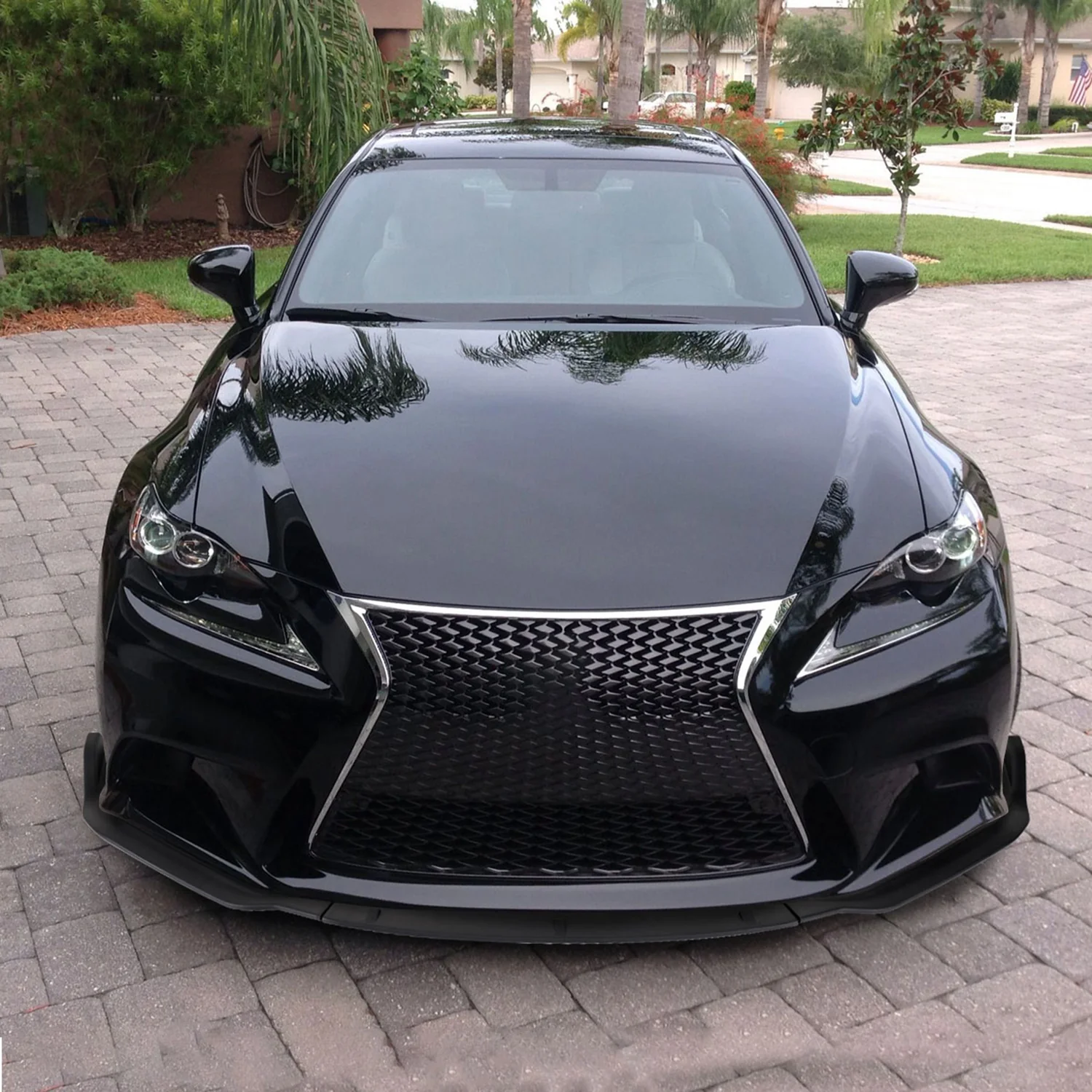 2014-2016 Lexus IS250 F-Sport Matte Black 3PC Front Bumper Lip Splitter Kit - Image 9