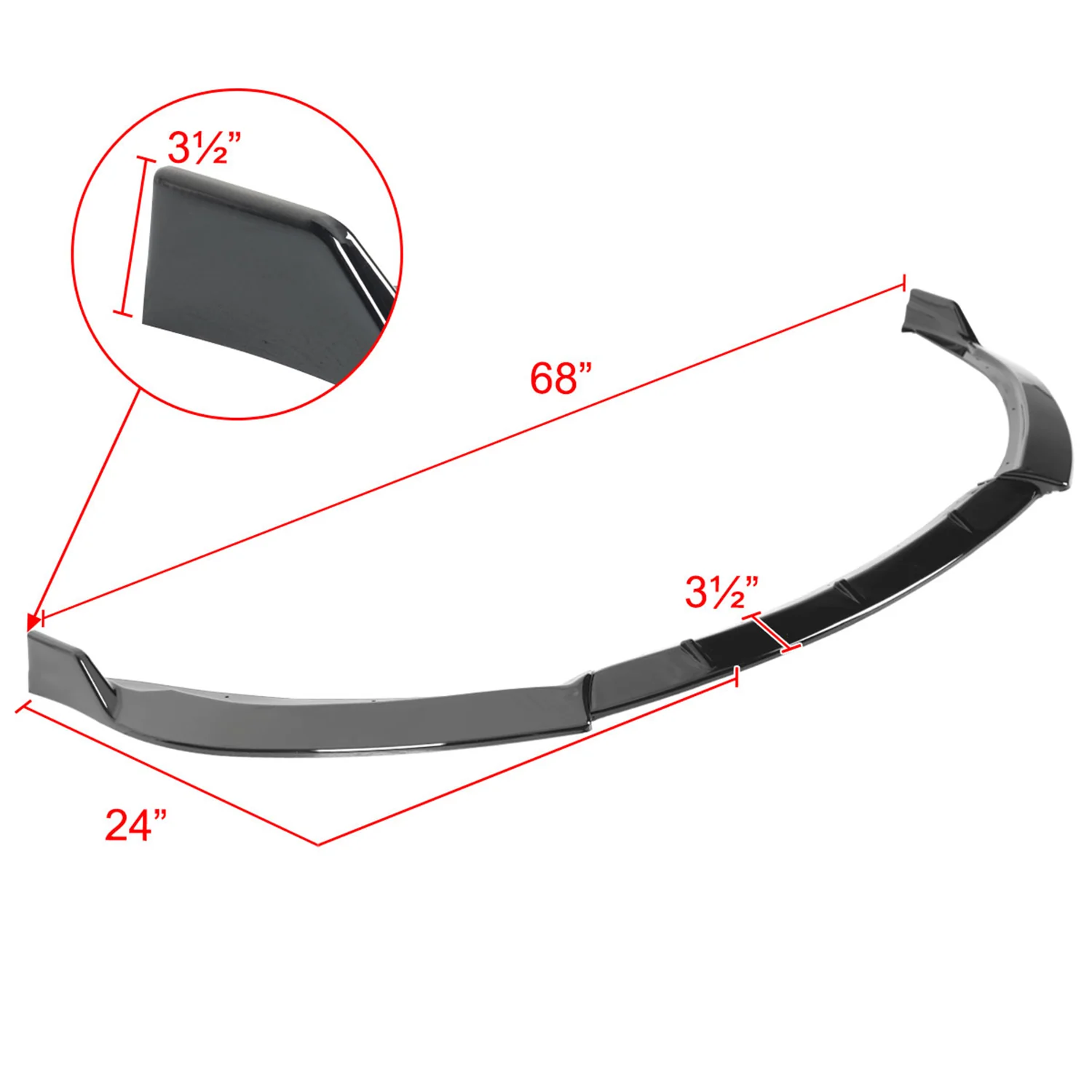 2014-2016 Toyota Corolla LE/L Glossy Black 3PC Front Bumper Lip Splitter Kit - Image 2