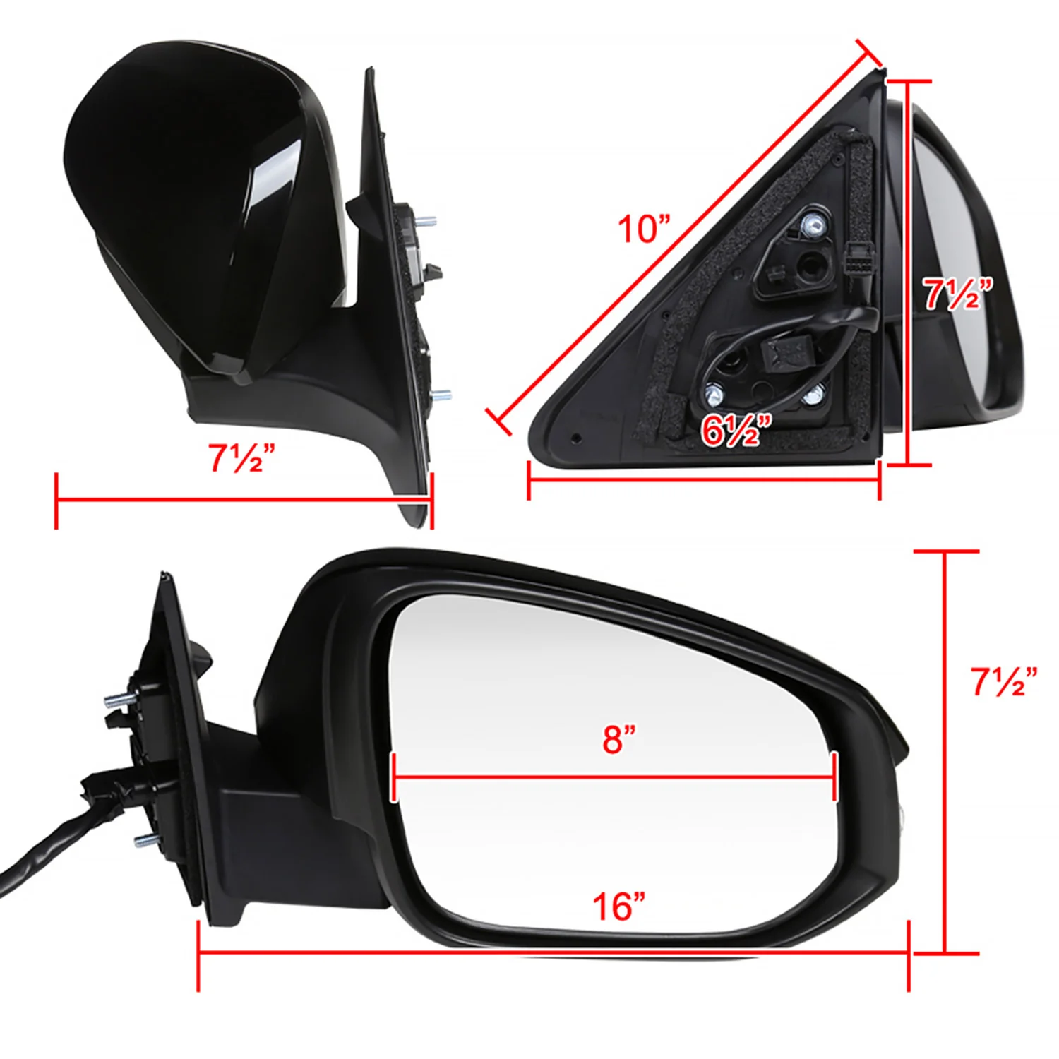 2014-2016 Toyota Highlander Glossy Black 5Pin Adjustable Side Mirror Passenger - Image 8