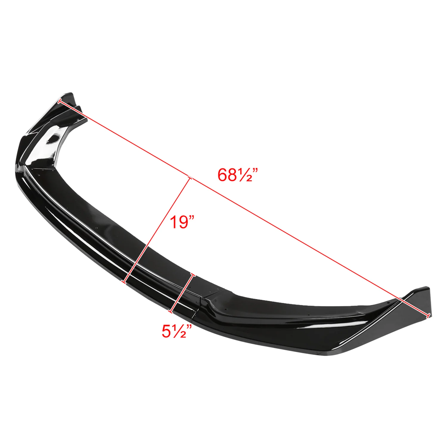 2014-2017 Honda Fit Glossy Black Polypropylene 3Pcs Bumper Lip Spoiler - Image 2