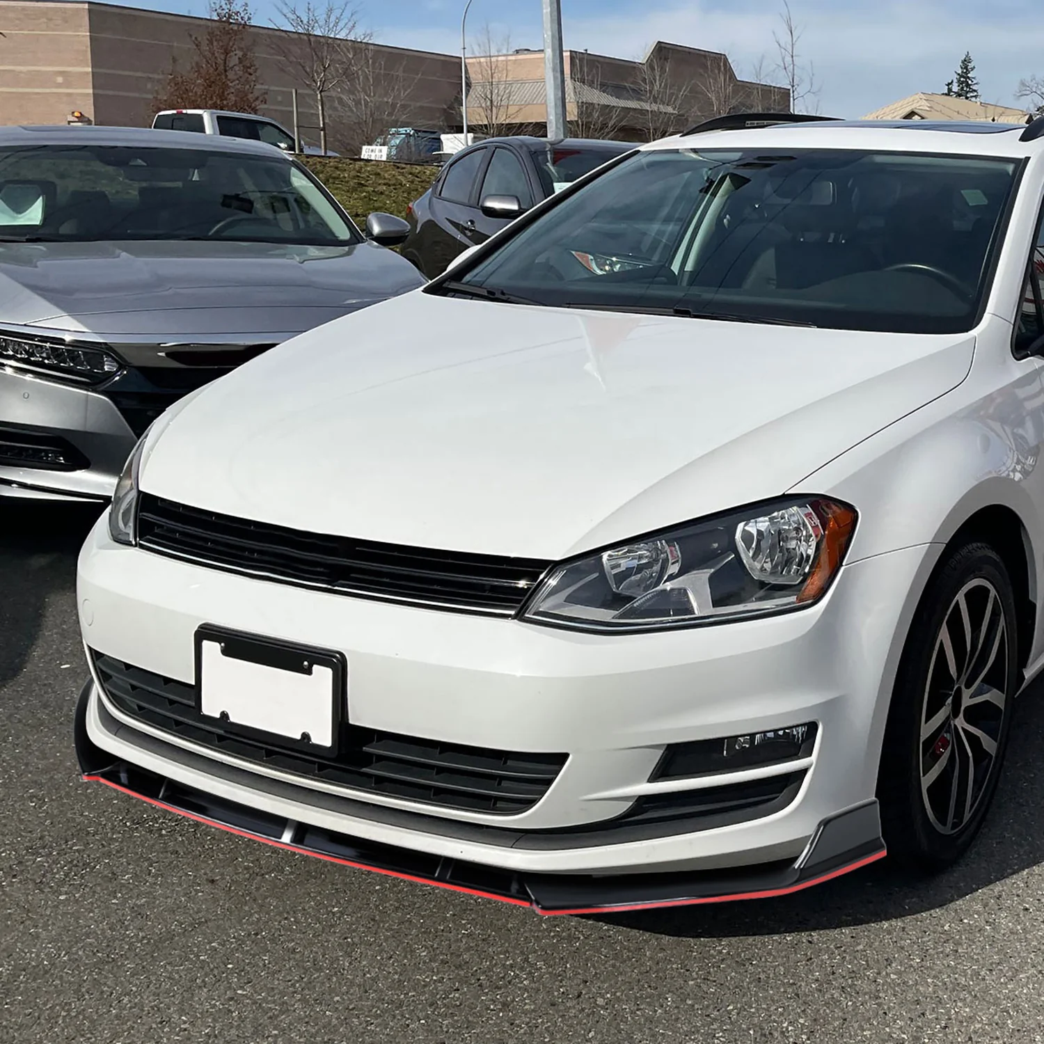 2014-2017 VW Golf Glossy Black/Red Trim 3Pcs Front Bumper Lip Splitter Kit - Image 10