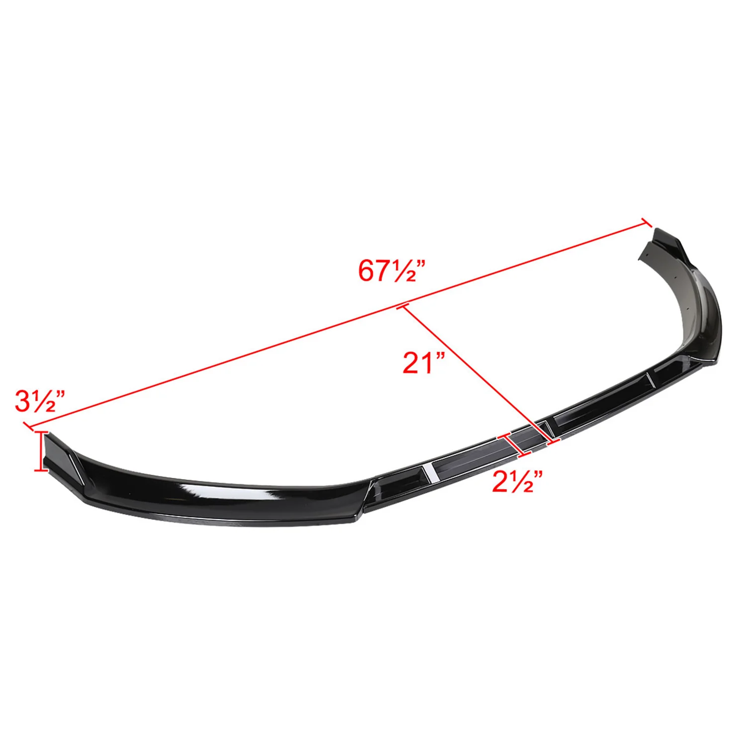 2014-2017 VW Golf Mk7 Glossy Black Polypropylene 3Pcs Bumper Lip Spoiler - Image 2