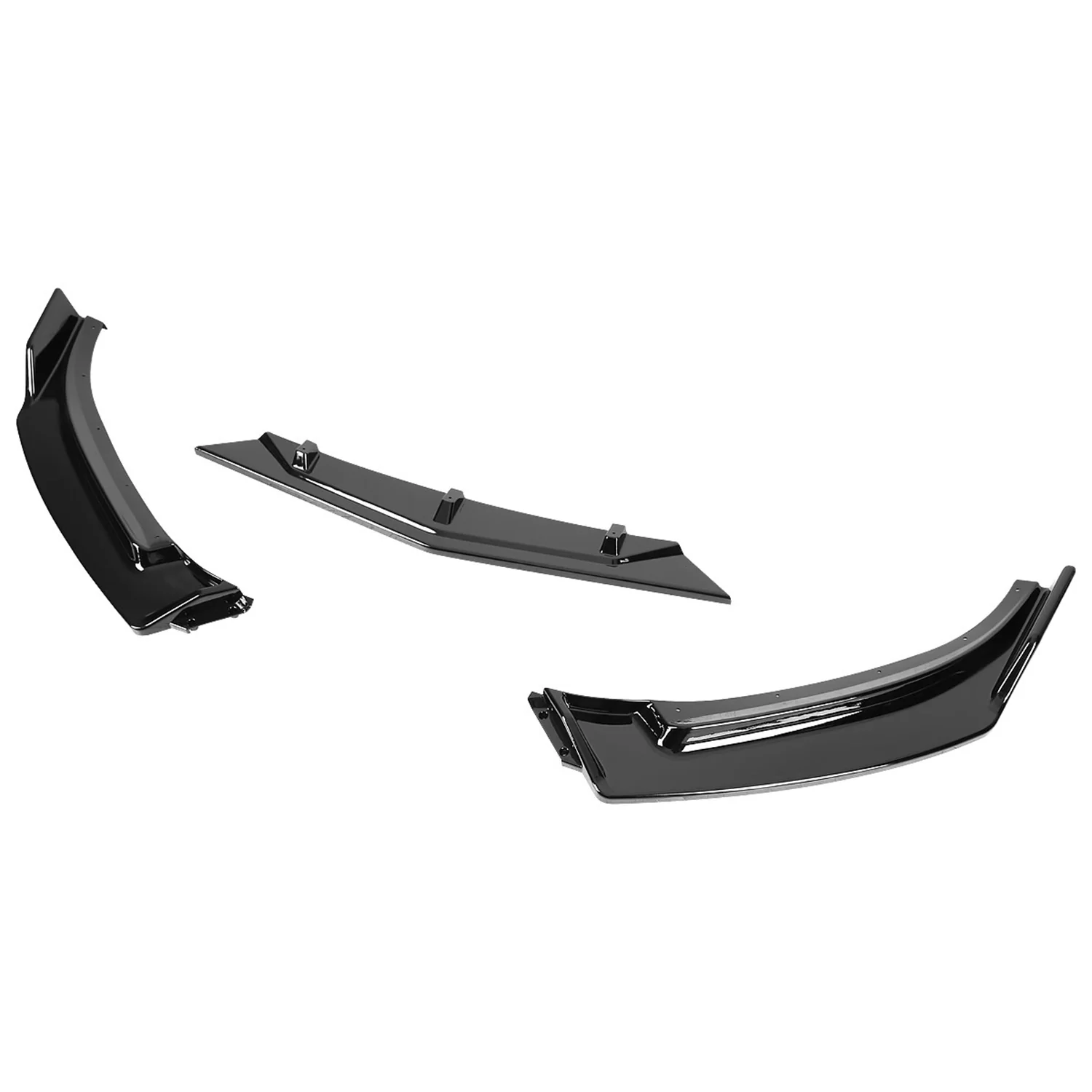 2014-2018 Mazda 3 Glossy Black Polypropylene 3Pcs Bumper Lip Spoiler - Image 6