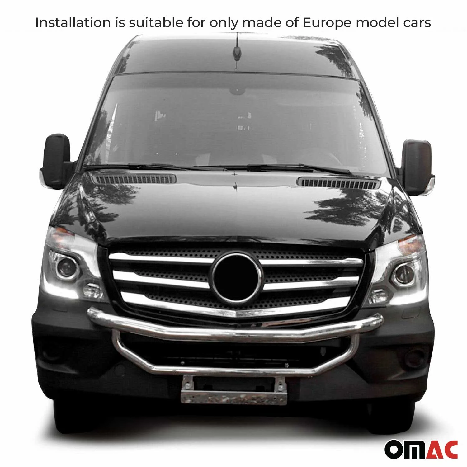 2014-2018 Mercedes Sprinter W906 Bull Bar Push Front Bumper Grille Silver - Image 2