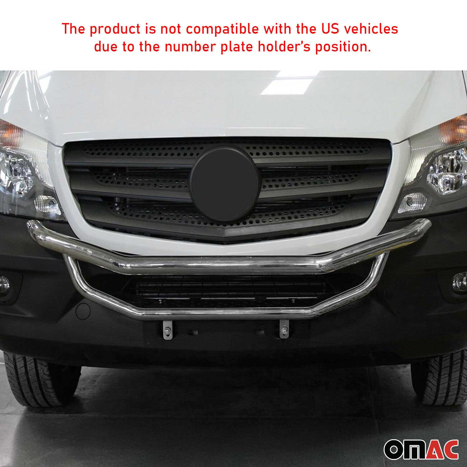 2014-2018 Mercedes Sprinter W906 Bull Bar Push Front Bumper Grille Silver - Image 3